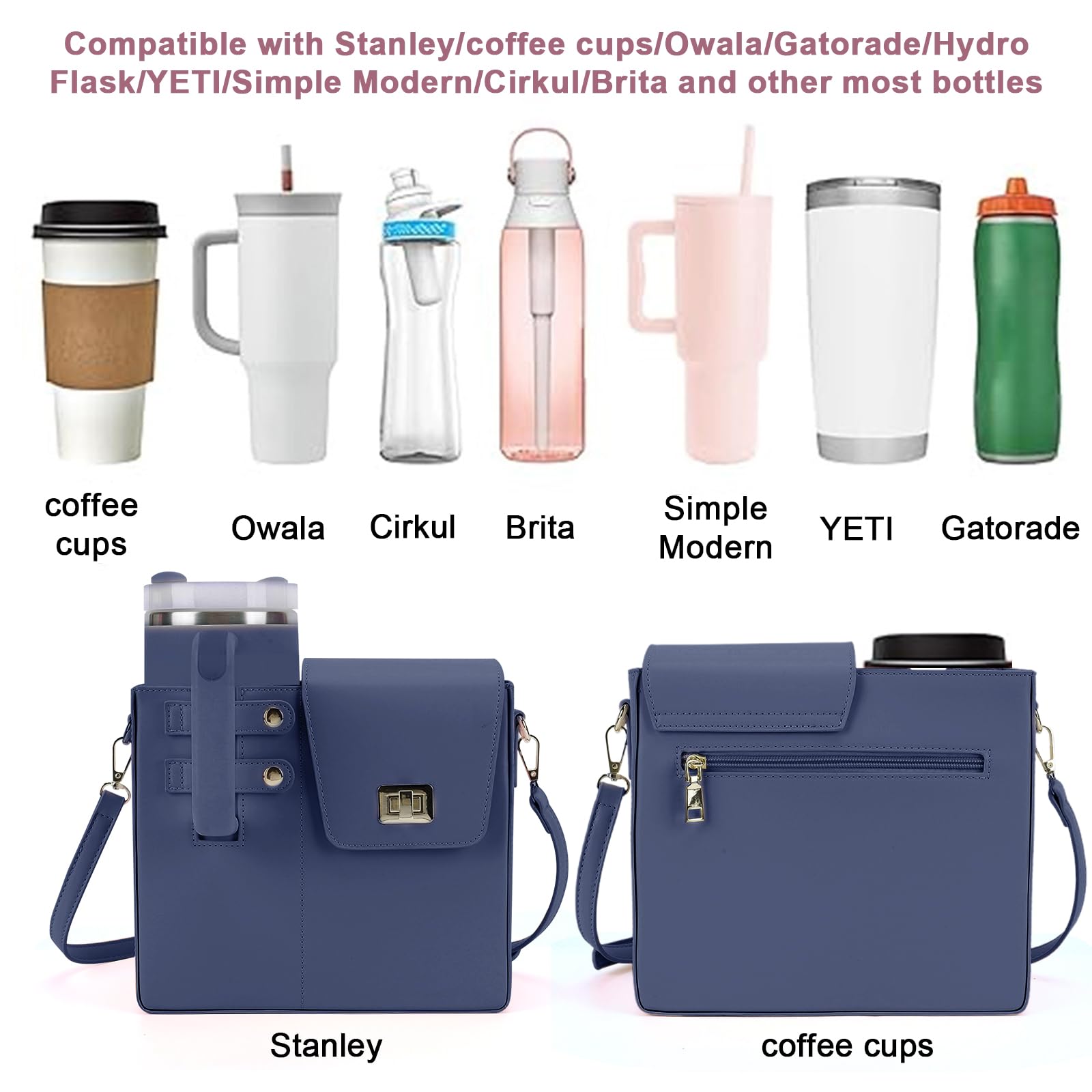 Stanley Cup Crossbody Bag with Water Bottle Holder - Adjustable Shoulder Strap for Women | Perfect for Gym, Hiking, Travel & Everyday Use