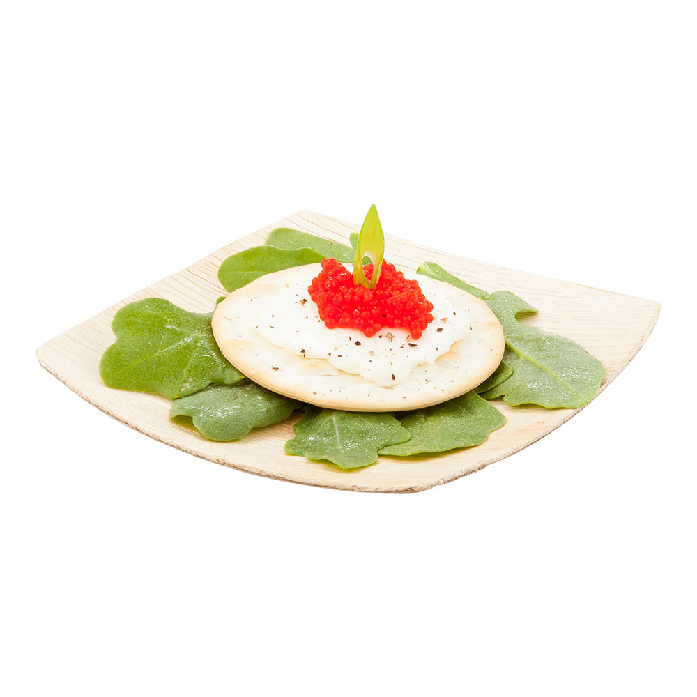 100 Eco-Friendly Palm Leaf Small Plates & 100 Natural Bamboo Mini Forks 3.5