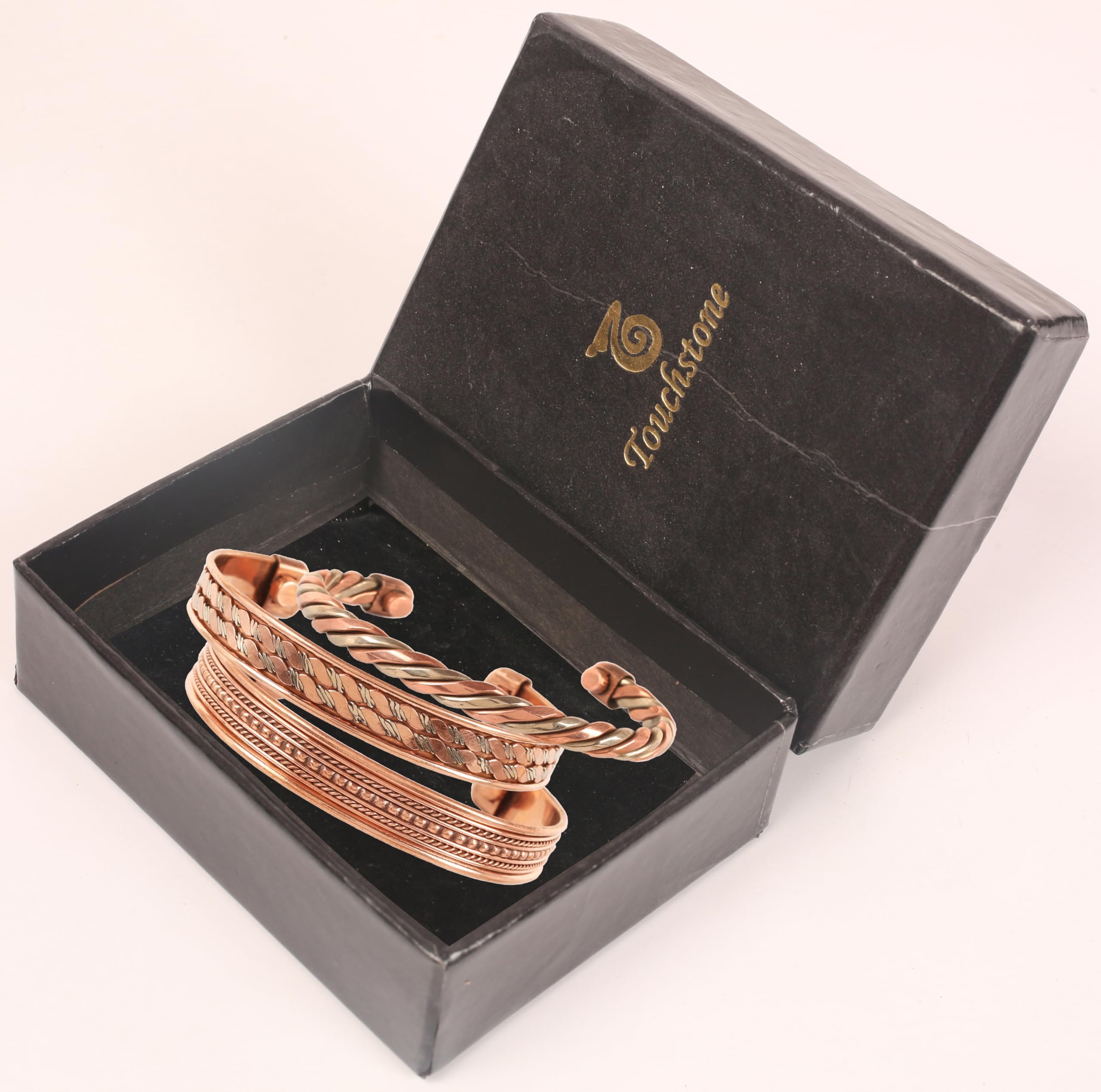Touchstone Tibetan Style Copper Bracelet - Hand Forged Solid High Gauge Copper Cuff Jewelry for Women & Men - Multiple Design Options - Perfect for Yoga, Meditation & Spiritual Healing