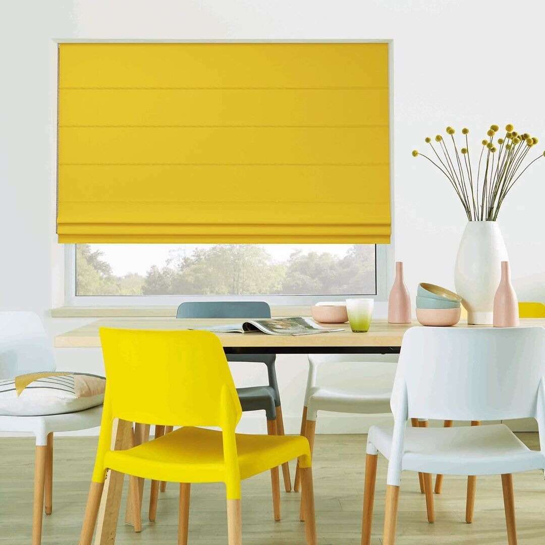 Napa Roman Linen Blinds - Yellow Window Shades for Living Room & Bedroom | Light Filtering & Privacy | Elegant Home Decor