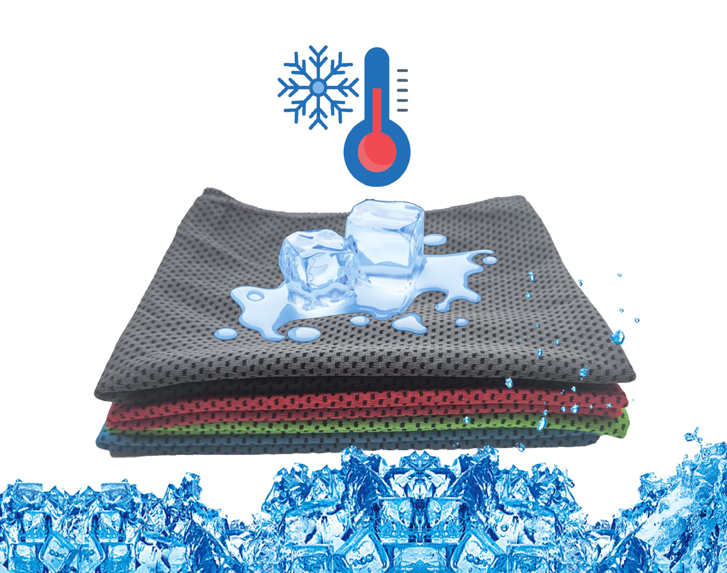 4-Pack Cooling Yoga Towels for Gym & Workout | Microfiber Sports Towel with Sweat Absorption | Non-Slip Breathable Chilly Neck Towel (40