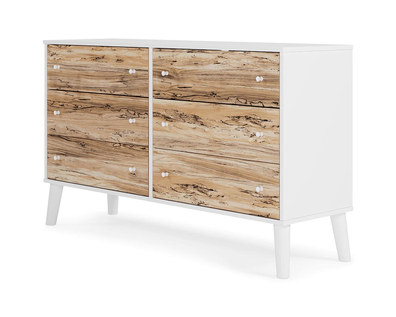 Signature Design by Ashley Piperton Scandinavian 6-Drawer Dresser - Two-Tone White Finish - Modern Bedroom Storage Solution for Home Organization & Decor