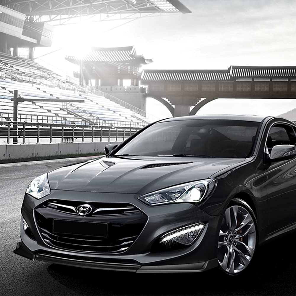 Q1-TECH 9-Piece Front Bumper Lip Kit & Side Skirt Extensions Diffuser Set for 2013-2016 Hyundai Genesis Coupe 2-Door | ABS Matte Black Spoiler Air Chin Body Splitter | Car Styling & Performance Upgrade for Sporty Look