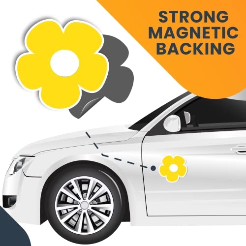 5 Inch Yellow Daisy Hippie Flower Car Magnet Decal for Cars, Trucks, SUVs – USA Made Peace & Love Symbol for Any Magnetic Surface | Perfect for Hippie-Themed Vehicles, Home Decor & Gifts