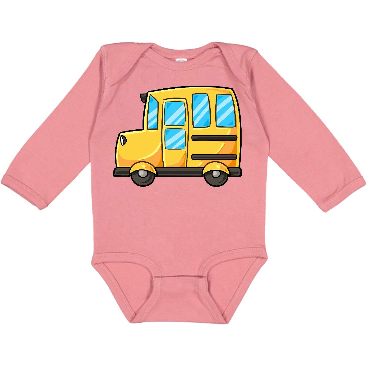 Inktastic Cute School Bus Print Baby Long Sleeve Bodysuit - Soft Cotton Infant Romper for Boys & Girls - Perfect for Daycare, School Photos & Family Outings