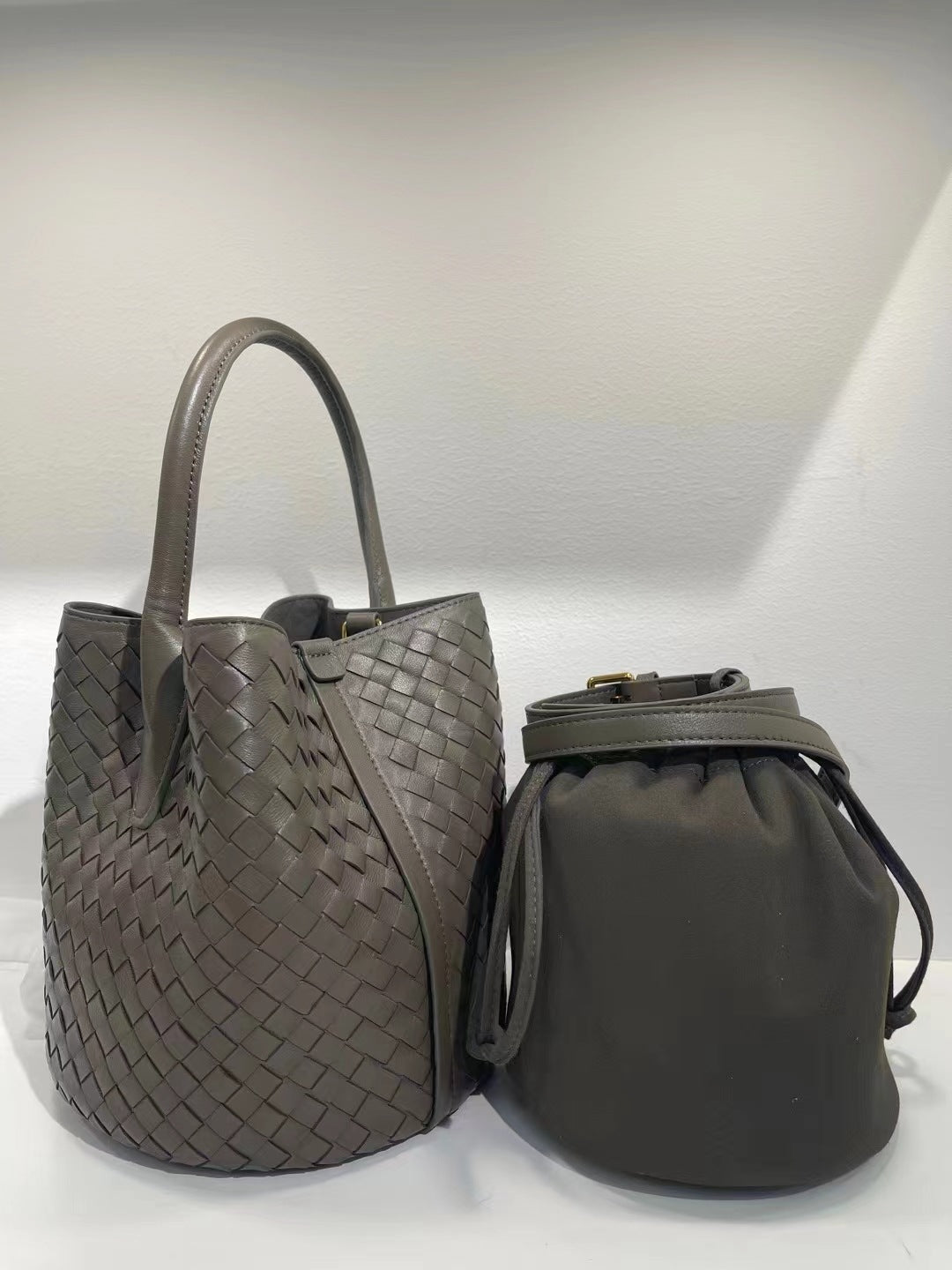 Handwoven Lambskin Bucket Bag for Women - Soft Leather Crossbody Purse with Adjustable Strap - Perfect for Travel, Shopping & Everyday Use