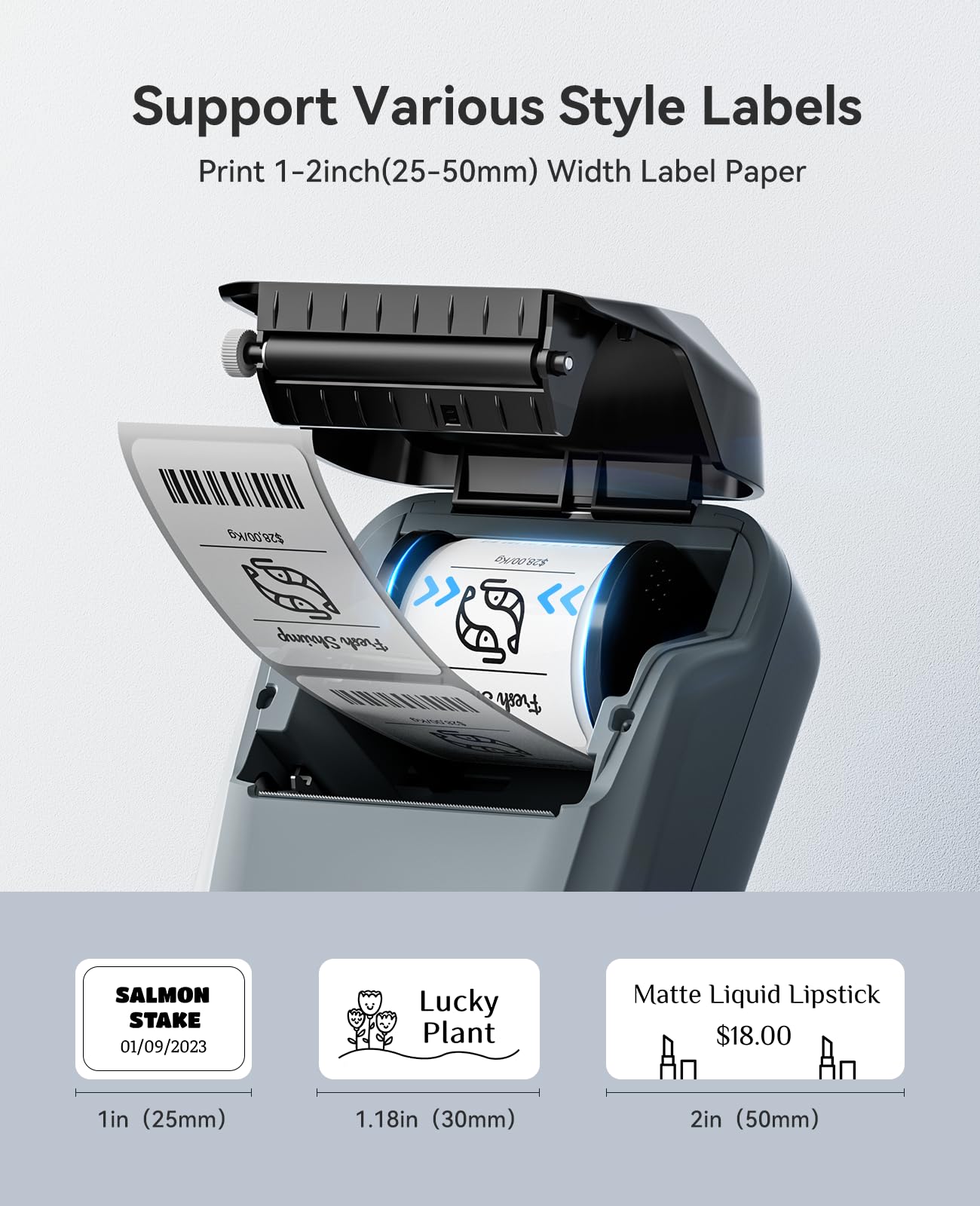 NIIMBOT B1 Bluetooth Label Printer with 1 Starter Roll - 20-50mm Thermal Label Maker for Retail, Office, Supermarket - Compatible with iOS & Android - Perfect for Shipping, Organizing & Inventory Management