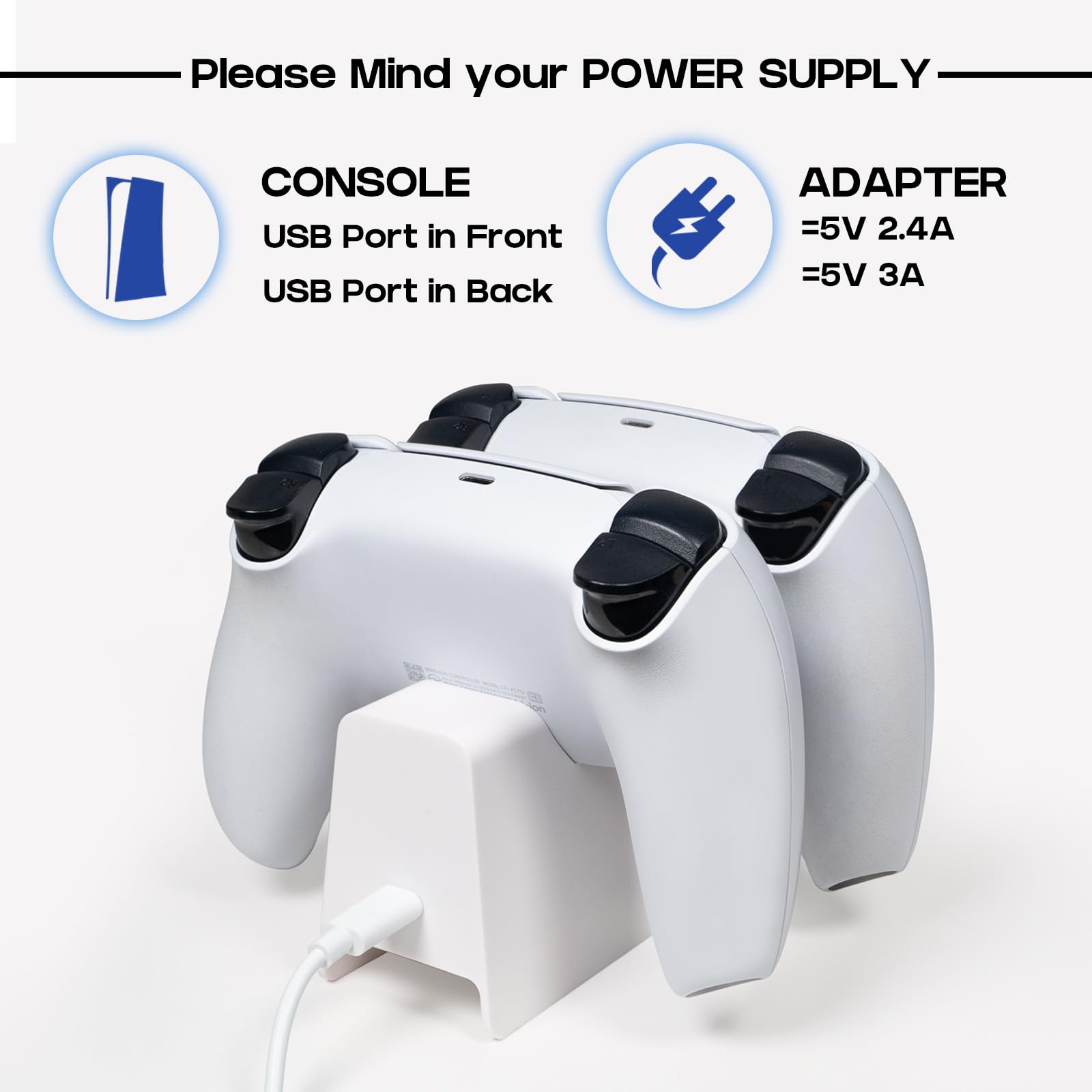 PS5 Controller Charging Station - DualSense Charger Dock for 2 Controllers with Easy Clip & Charge Design | Fast Charging PS5 Accessories | Perfect for Gaming Setup & Multiplayer Sessions