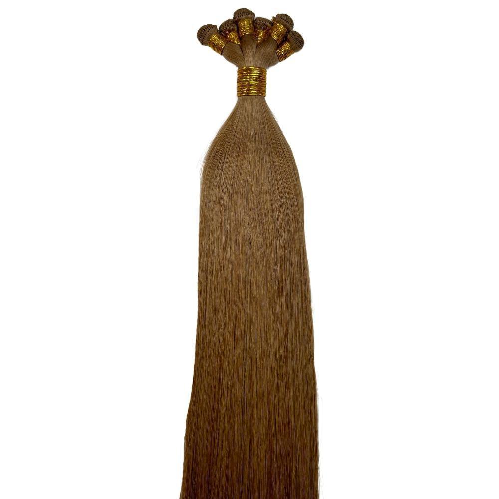 Ash Brown Straight Hand-Tied Hair Wefts for Extensions - Natural-Looking Volume & Length for Styling & Everyday Wear