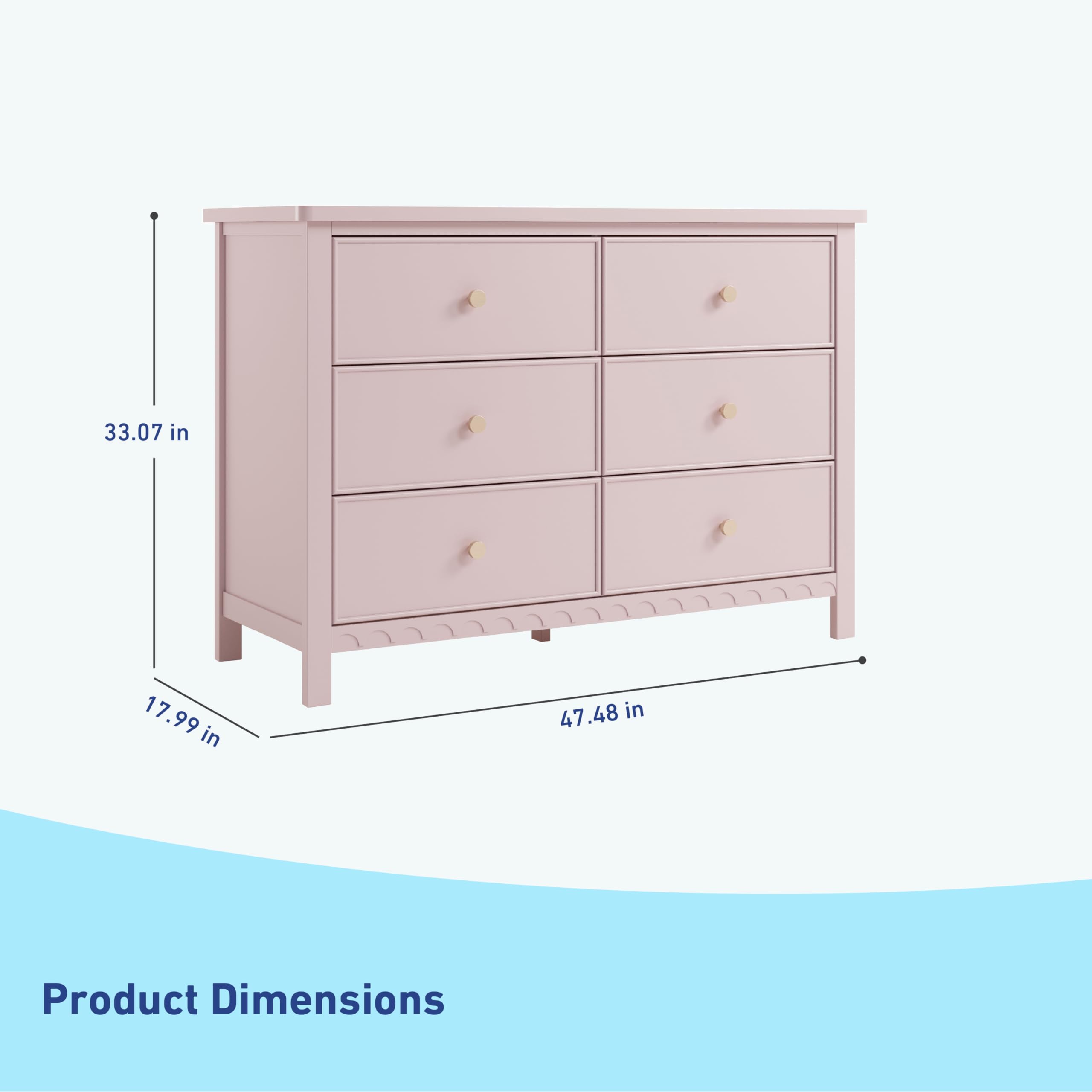 Graco Sasha 6-Drawer Dresser in Blush - GREENGUARD Gold Certified Nursery & Bedroom Dresser with Spacious Storage, Interlocking Drawer System, Easy Assembly - Perfect for Baby Room Organization & Home Storage Solutions