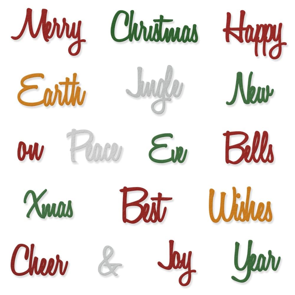 Happy New Year & Merry Christmas Metal Cutting Dies for DIY Scrapbooking - Holiday Alphabet Stencils, Card Making, Photo Album Decorations & Craft Embossing Templates | Perfect for Greeting Cards, Gift Tags & Seasonal Home Decor