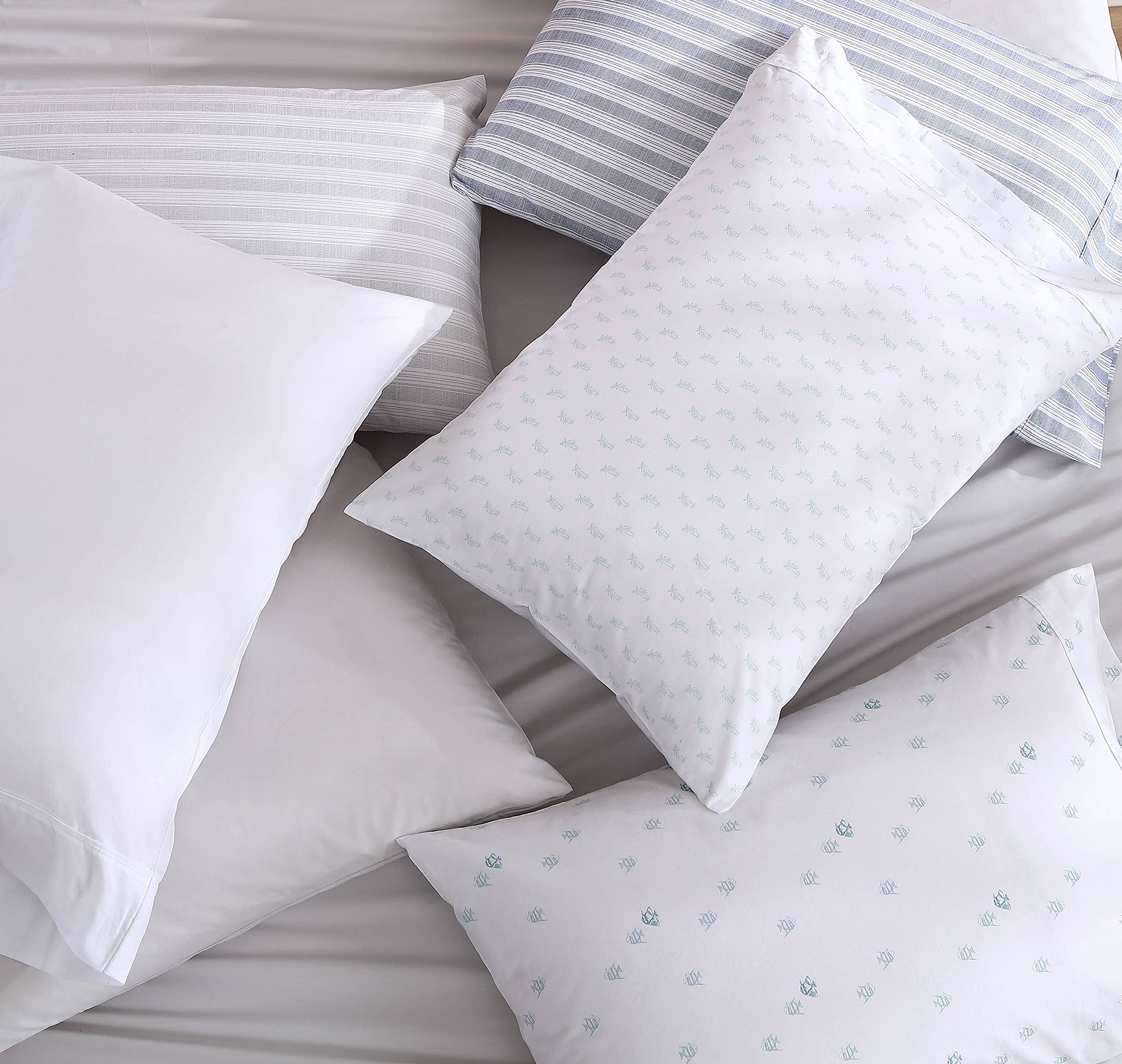 Tommy Bahama King Size Cotton Percale Bed Sheet Set - Crisp, Cool & Breathable Luxury Bedding in Angel Fish Print - Perfect for Summer Nights & Guest Room Styling