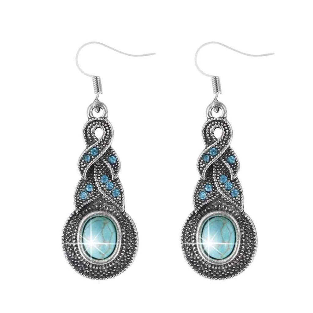 ZCHAN Retro Gourd Shape Drop Earrings for Women - Unique Blue Bohemian Dangle Earrings - Trendy Fashion Jewelry Gift for Party, Wedding & Daily Wear