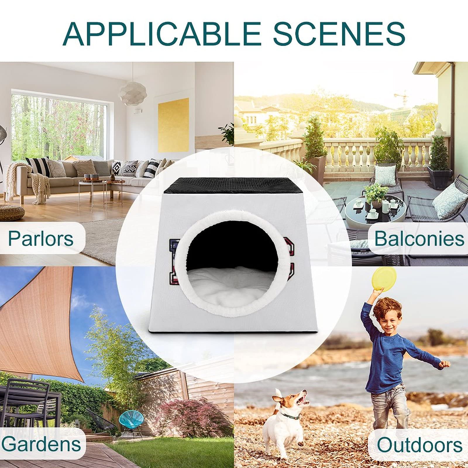 Cozy Printed Cat Cube Bed with Soft Pillow - Indoor Cat House & Small Dog Sofa | Perfect for Kitty Lounging & New York Style Pet Comfort