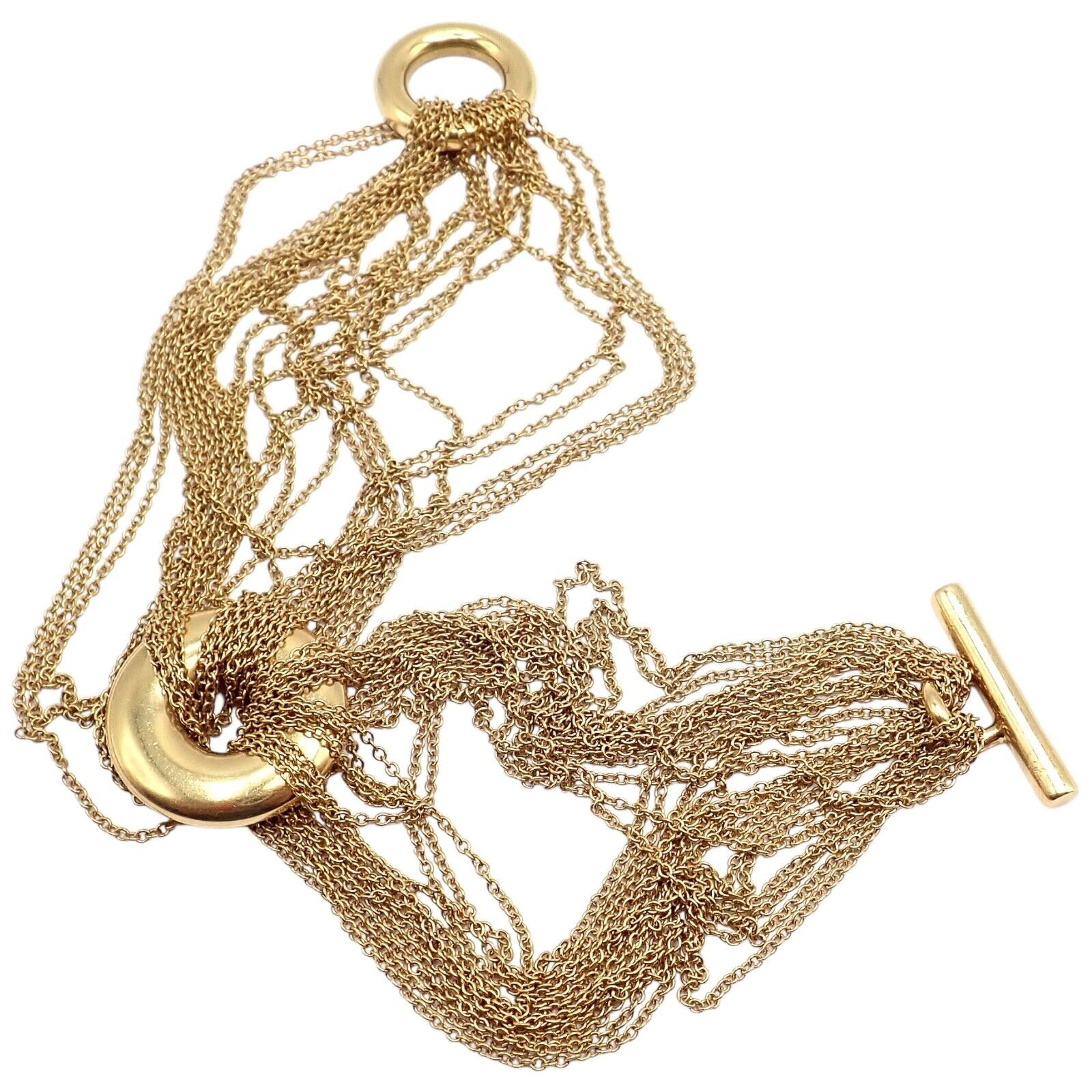 Authentic Tiffany & Co 18k Yellow Gold Multi-Strand Chain Toggle Bracelet - Luxury Jewelry Gift for Women, Perfect for Weddings & Special Occasions