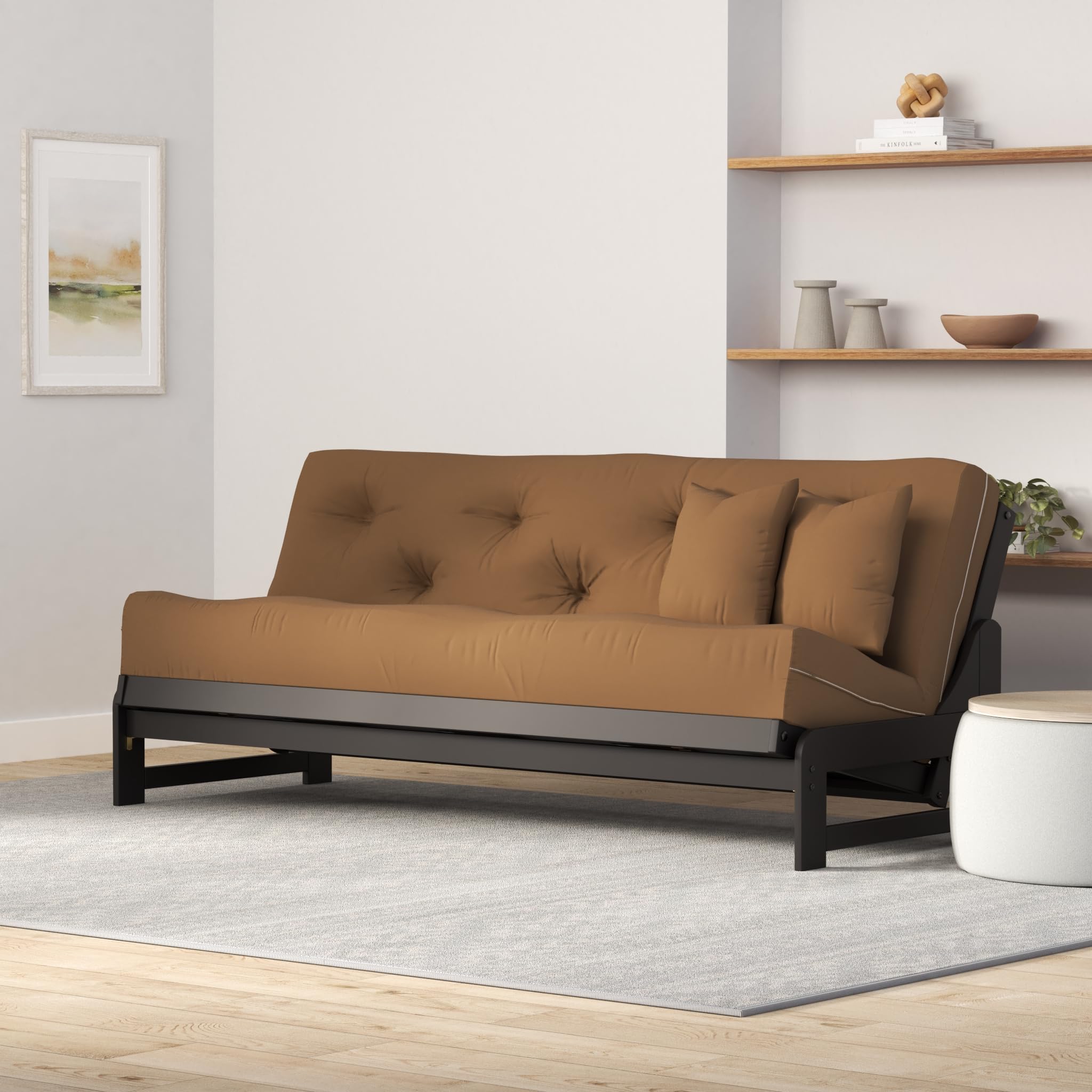 Arden Armless Dark Espresso Wood Futon Frame - Solid Hardwood Sofa Bed for Full/Queen Size | Space Saving Design for Small Rooms & Apartments | Perfect for Guest Beds, Dorm Rooms & Studio Living