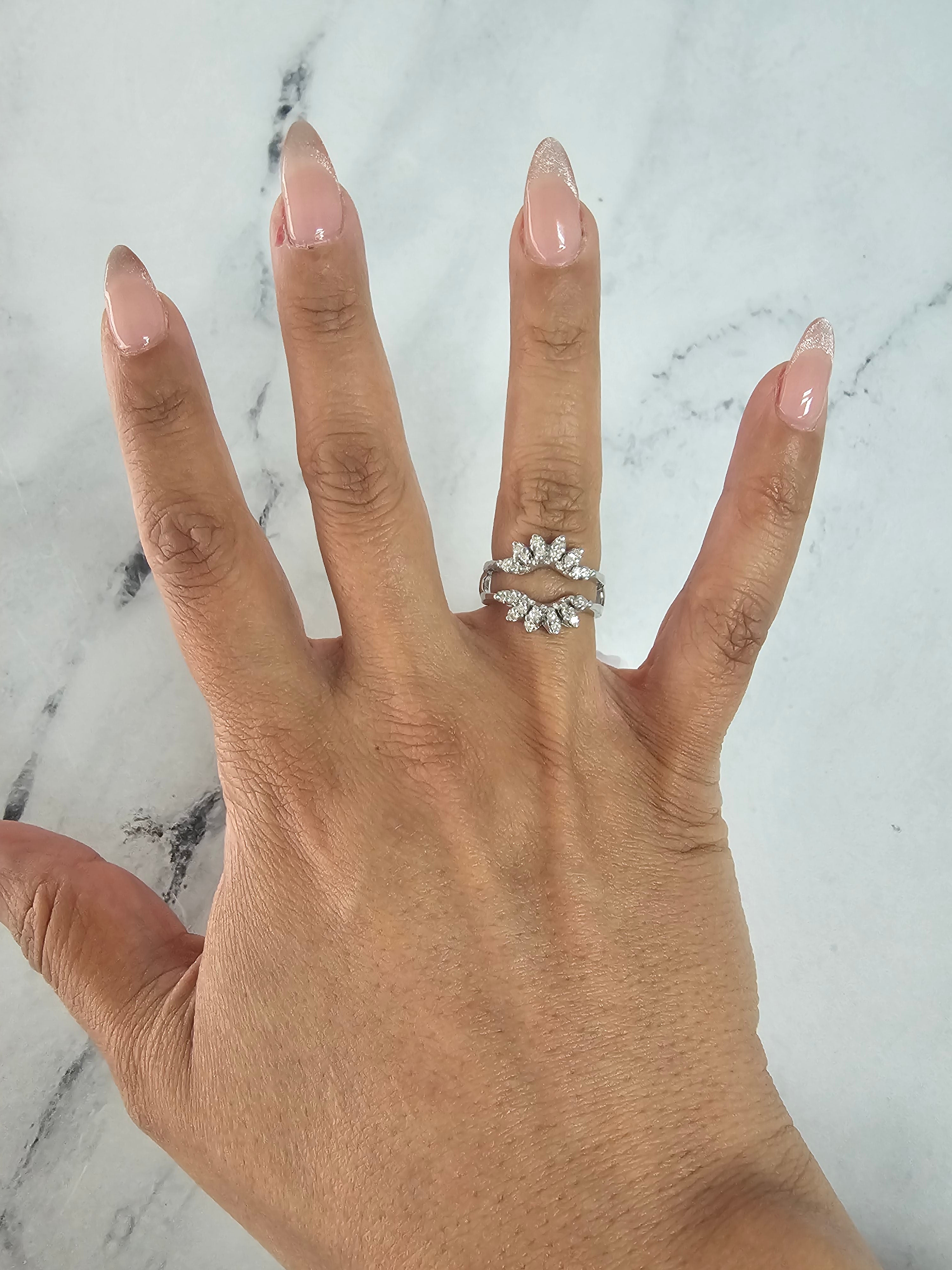 Vintage Diamond Ring Guard Enhancer - 14k White Gold Wedding Band Enhancer for Engagement Rings & Bridal Jewelry - Perfect for Anniversaries, Proposals & Special Occasions
