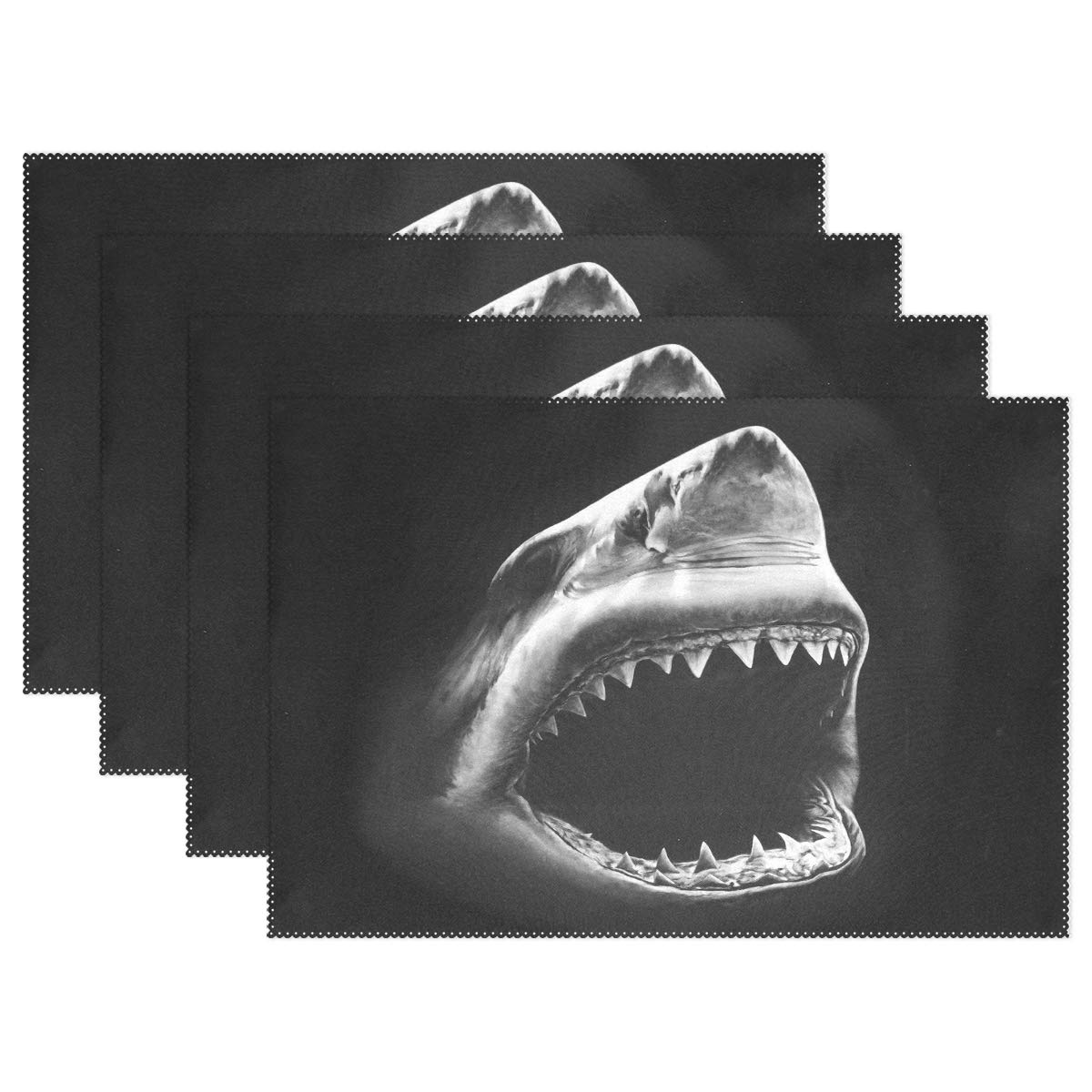 MOYYO Shark Heat-Resistant Non-Slip Placemat - Washable Polyester Table Mat for Dining & Kitchen Decor (1PC) - Perfect for Family Meals, Kids' Parties & Restaurant Use