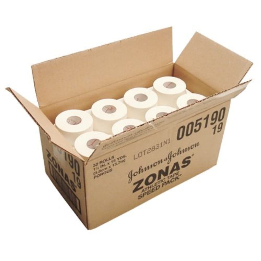 Zonas Athletic Tape - 1.5 Inch Porous Sports Tape for Wrist, Ankle & Joint Support - 32 Rolls per Box - Ideal for Athletes, Gym & Injury Recovery