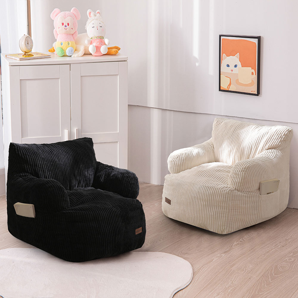MAXYOYO Kids Bean Bag Chair - Soft & Comfortable Stuffed Toddler Bean Bag Sofa with Removable Filler for Boys & Girls (Black) - Perfect for Playroom, Bedroom & Reading Nook