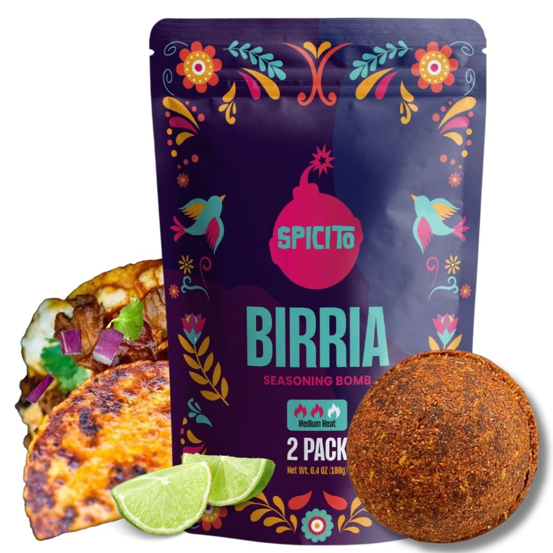 Authentic SPICITO Birria Bombs Seasoning 2-Pack - Just Add Water & Meat for Easy Mexican Cooking | Perfect for Stove Top, Slow Cooker & Pressure Cooker | Great for Taco Tuesday, Family Dinners & Meal Prep