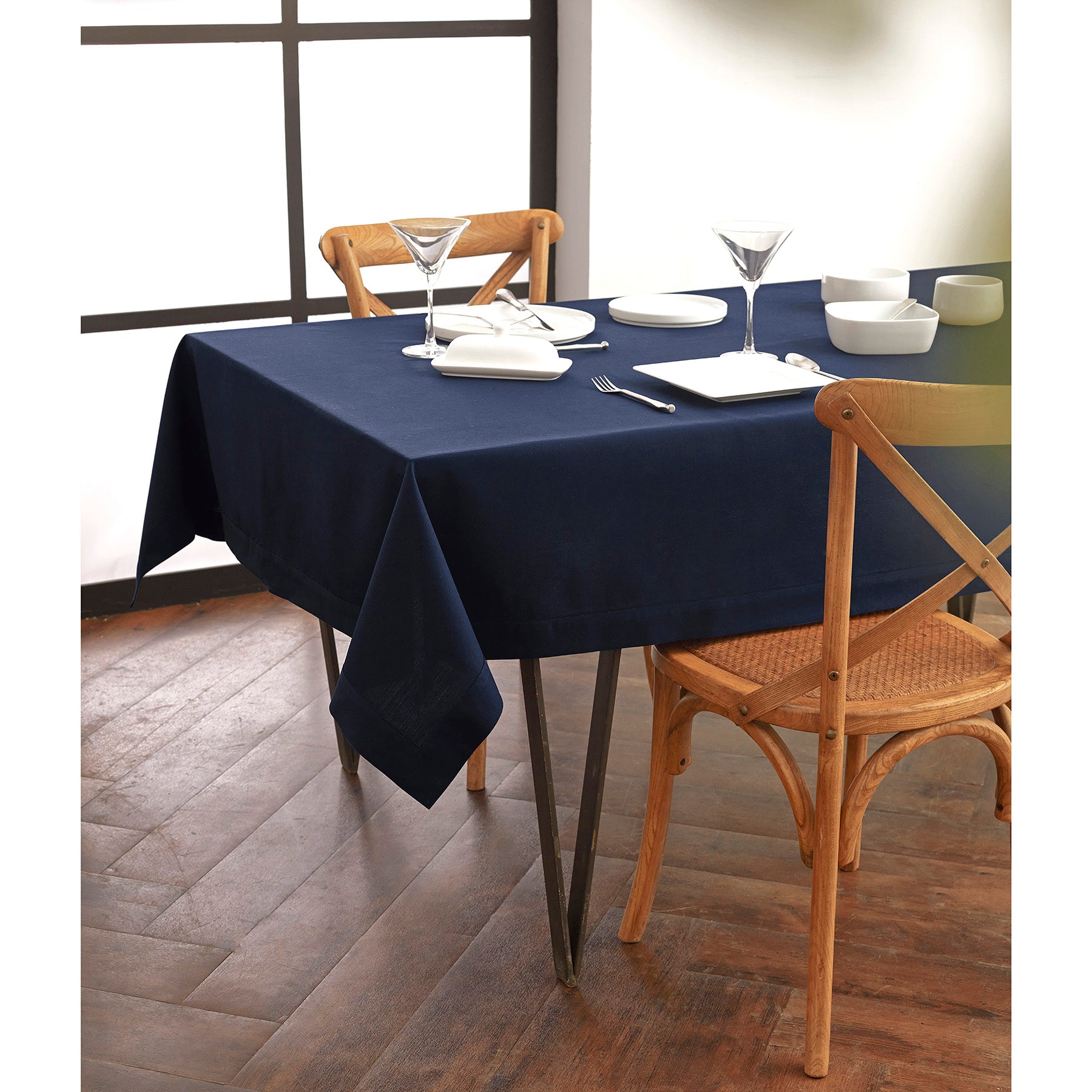 Premium Dru Cotton Linen Tablecloth - 60x90 Inch Natural Woven Table Cover for Dining, Kitchen & Outdoor Picnics - Washable & Wrinkle-Resistant
