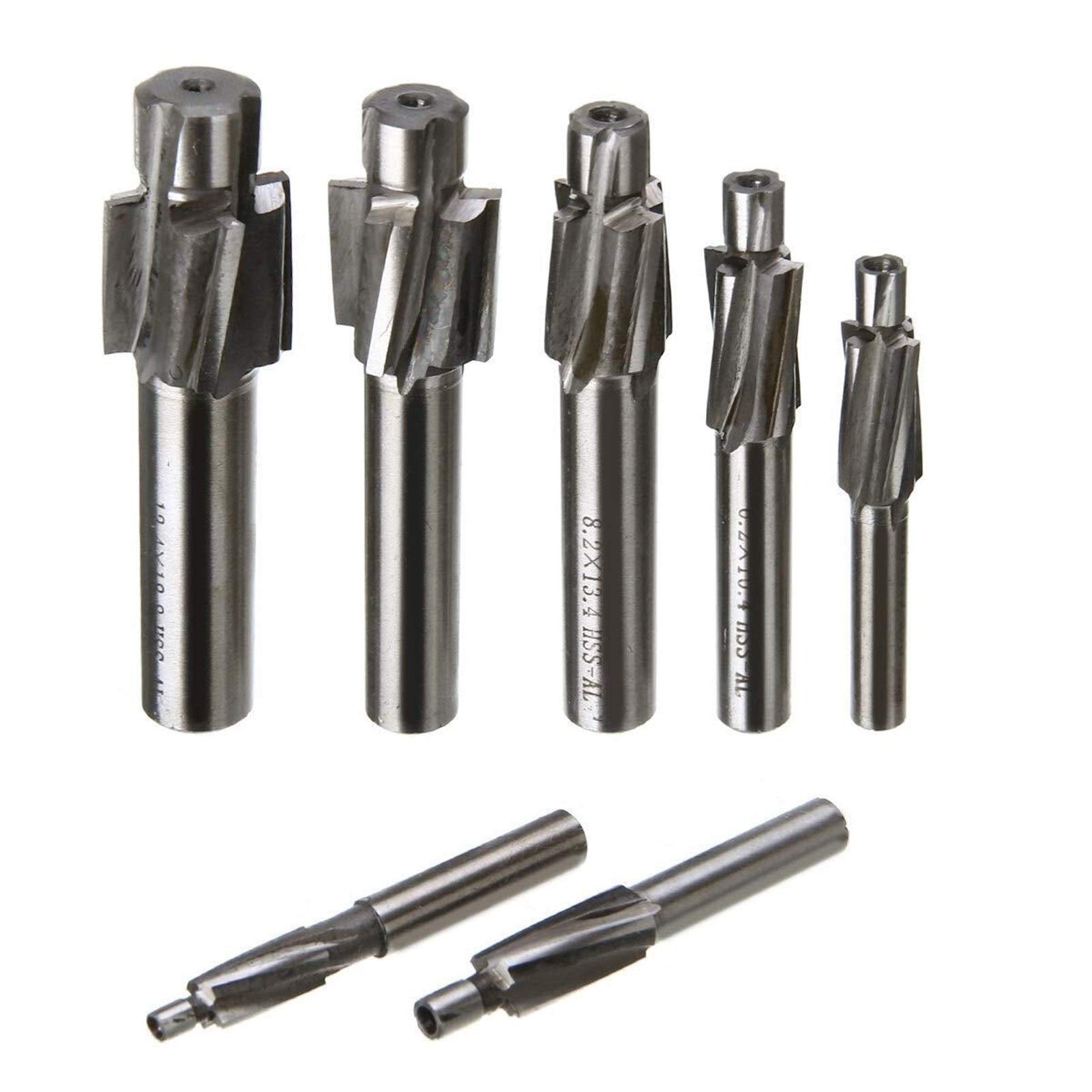 7Pcs M3-M12 High Speed Steel Counterbore Milling Cutter Set with Pilot Slotting Tool - Perfect for Metalworking, Woodworking & DIY Projects