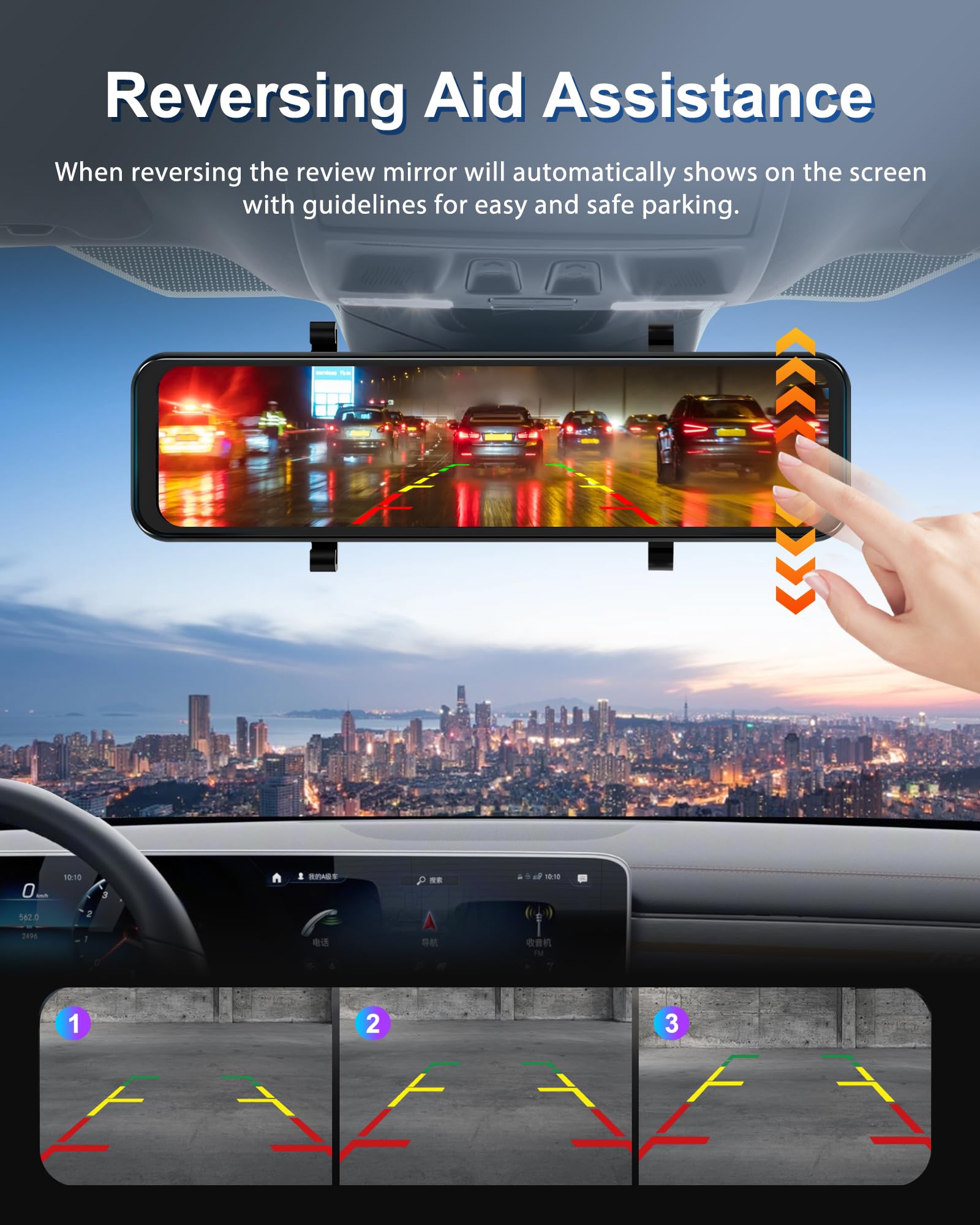 4K Mirror Dash Cam 11 Inch - Front and Rear Dual Camera System with GPS, 4K UHD Front + 1080P Rear IPS Screen, Night Vision, G-Sensor, 24H Parking Monitor, ADAS & BSD & LCA - Perfect for Safe Driving, Parking Assistance & Road Trip Recording