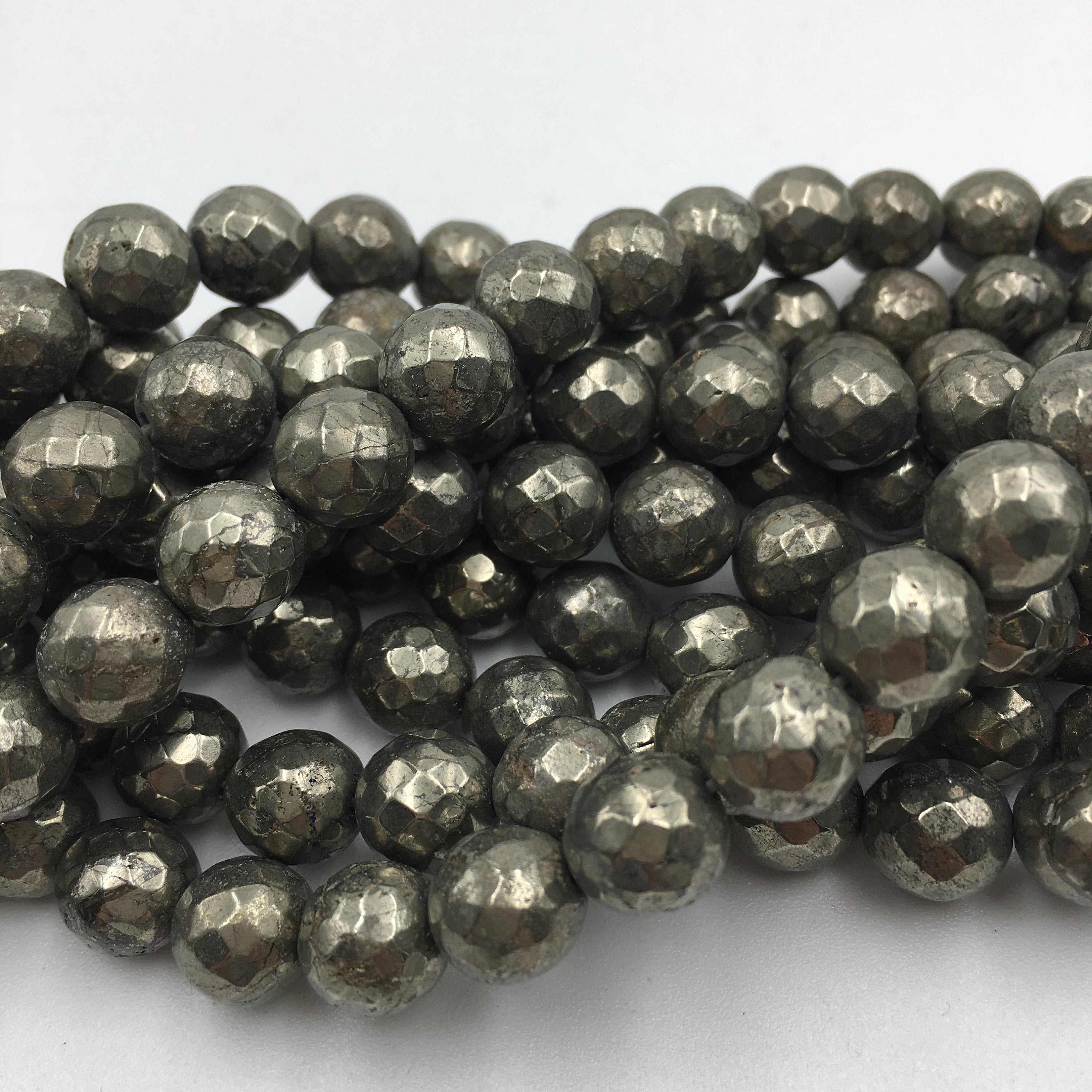 Pyrite Faceted Round Beads 4mm-15.5mm Bulk Strands for Jewelry Making - DIY Necklace, Bracelet & Craft Projects