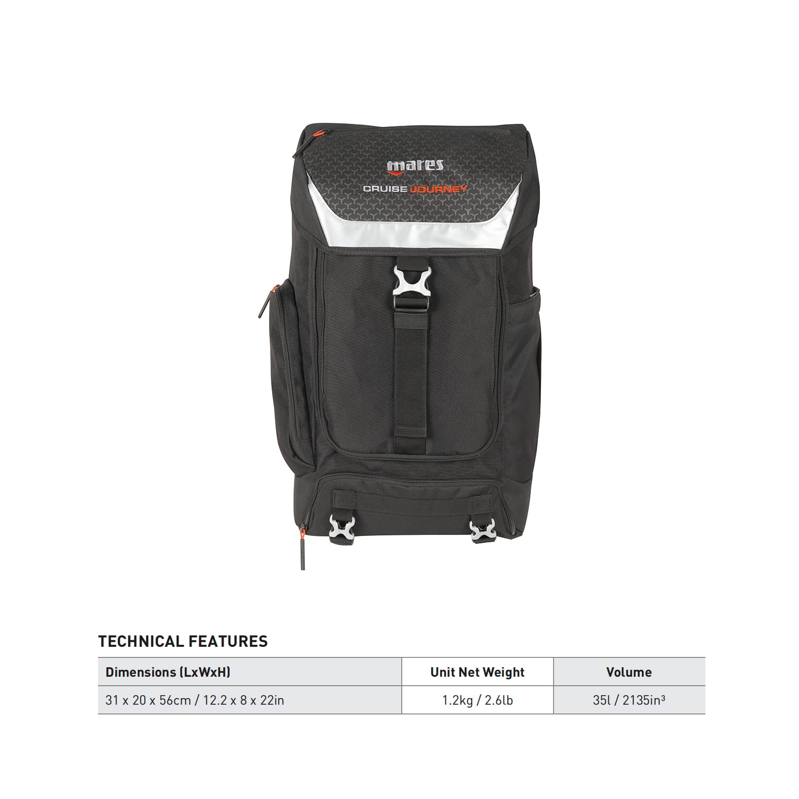 **Mares Cruise Journey Backpack – 35L Waterproof Diving & Travel Backpack with Padded Shoulder Straps – Perfect for Scuba Diving, Snorkeling & Air Travel Gear Storage**    *(Optimized for Google SEO, includes use case scenarios)*
