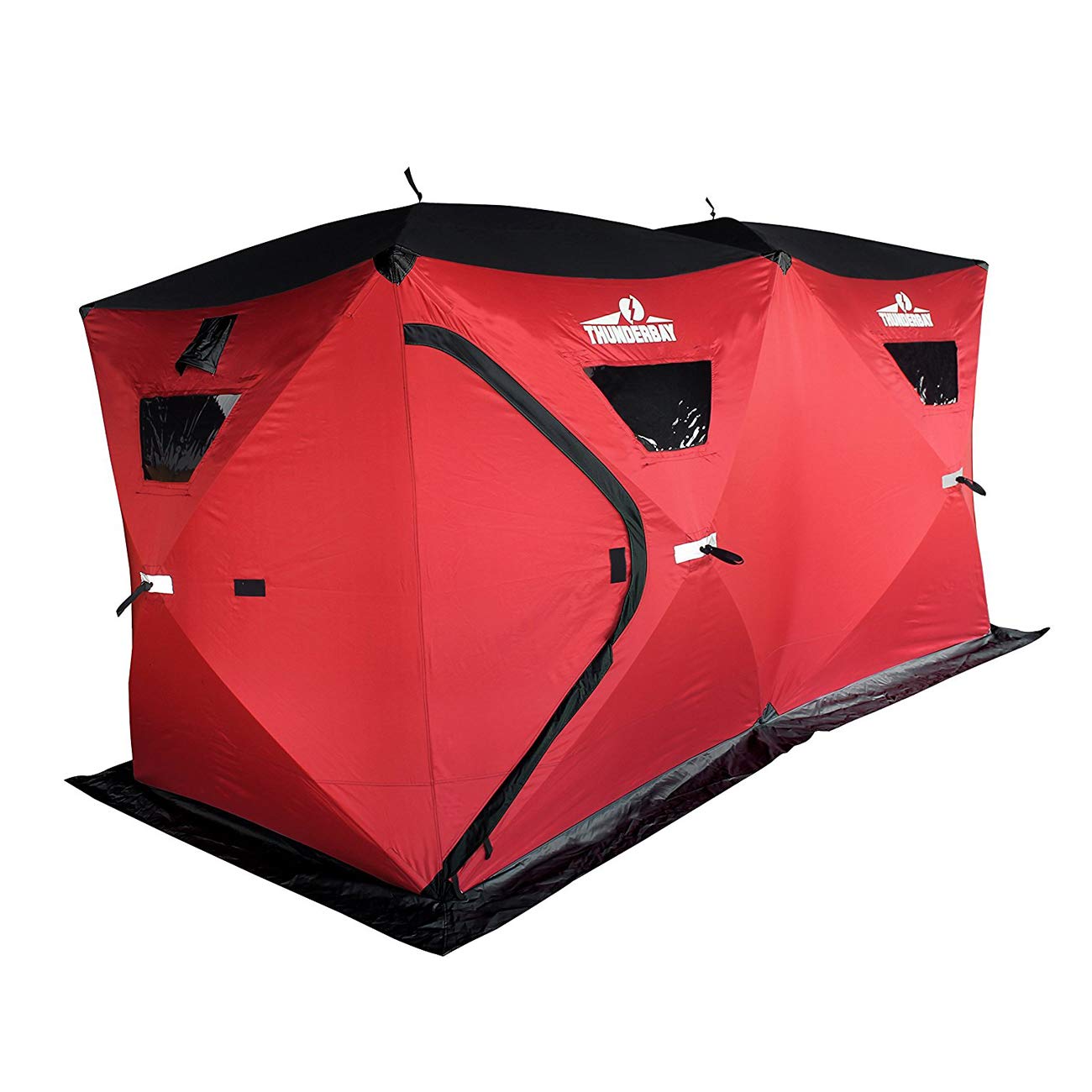 THUNDERBAY Pop-Up Ice Fishing Shelter - 68-112 Sq Ft Fishable Area, Portable 6-8 Person Ice Shanty Tent for Winter Fishing | Perfect for Family & Group Ice Fishing Trips