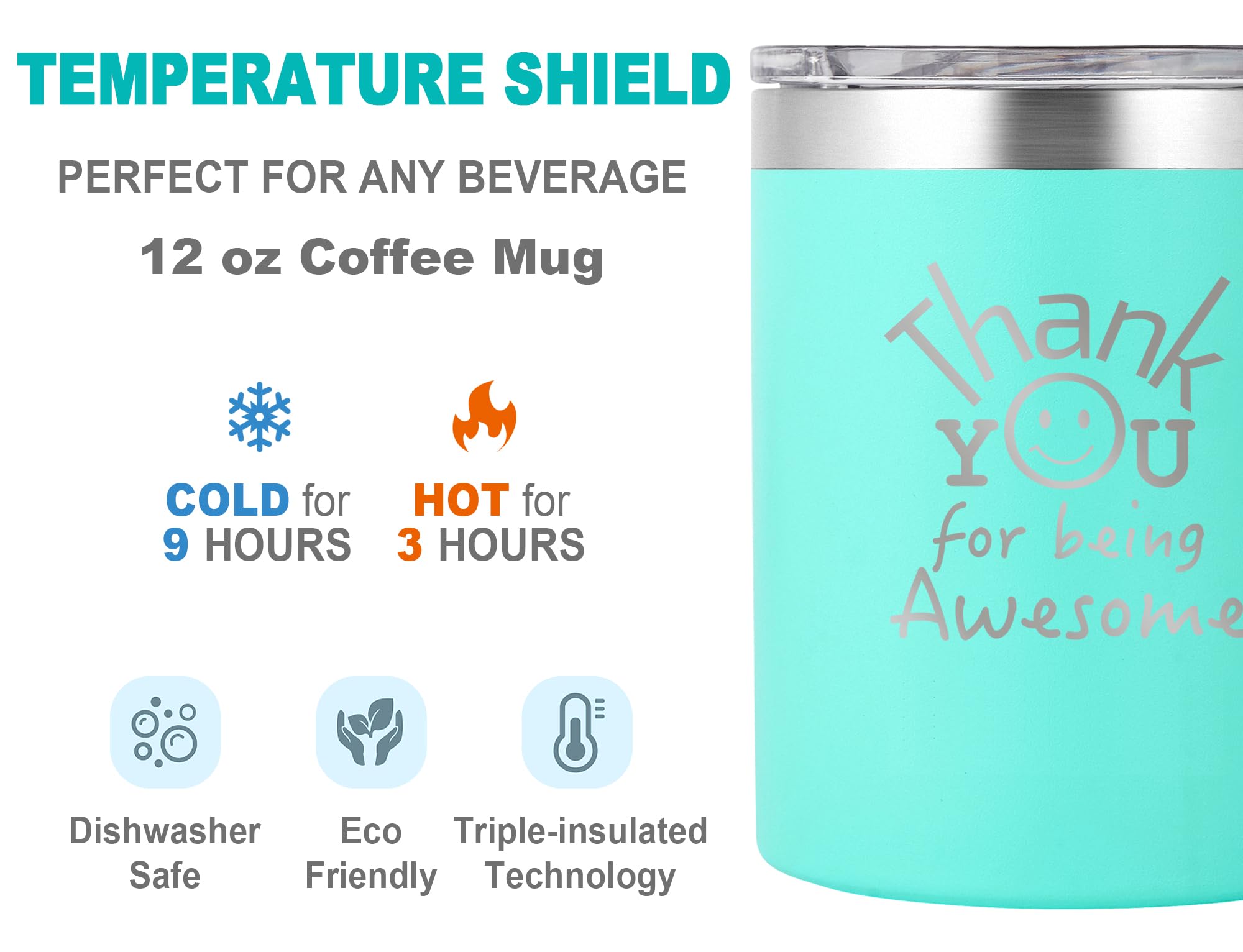 DLOCCOLD Inspirational Thank You Mug for Women - Motivational Coffee Cup for Coworkers, Employee Appreciation, Birthday & Valentine's Day Gifts - Perfect Office & Home Use - Blue Ceramic Mug