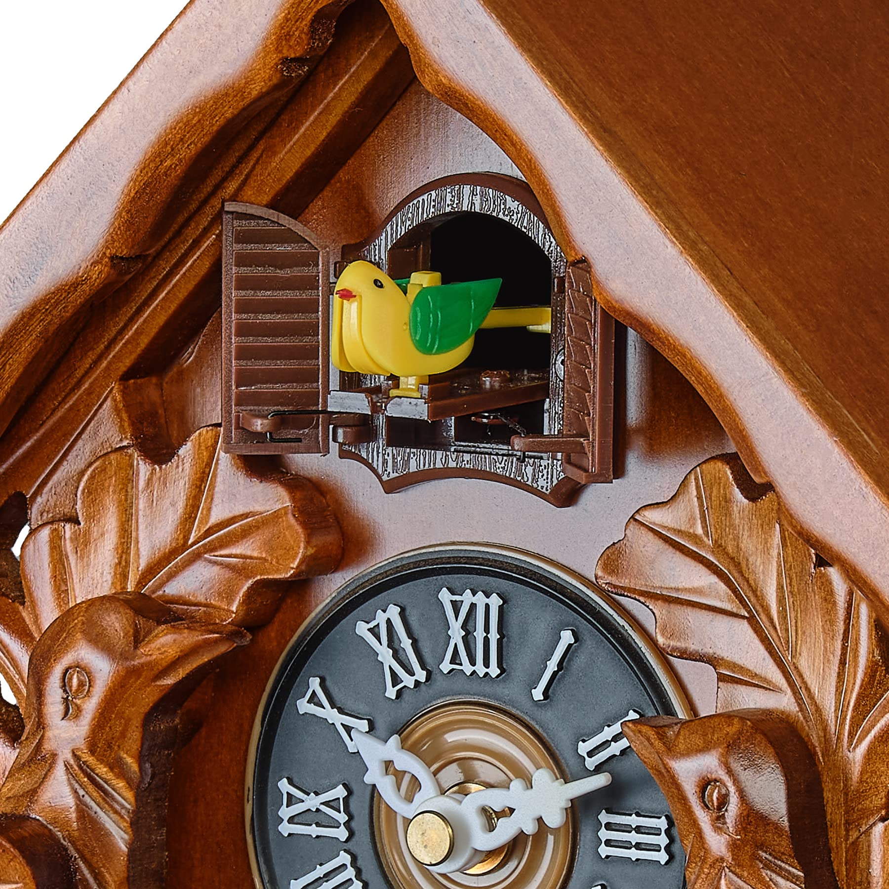 TIMEGEAR Wooden Cuckoo Clock with Night Mode & Singing Bird - Handcrafted Pendulum Wall Clock with Traditional German Design (Brown) | Perfect for Living Room, Bedroom, and Cabin Decor