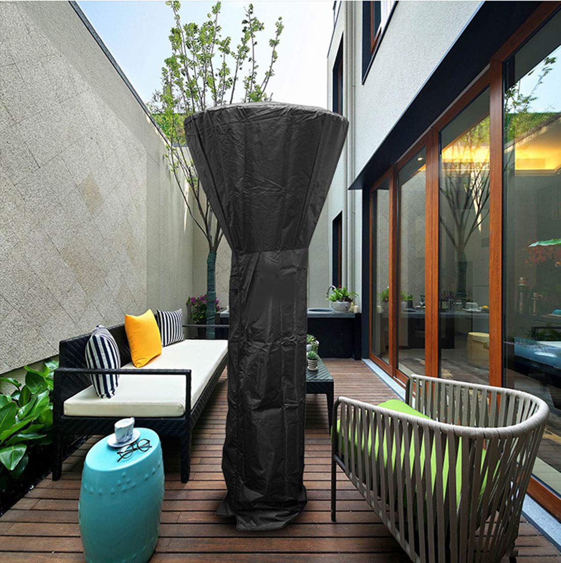 88 Inch Black Waterproof Dustproof Patio Heater Cover with Zipper - Protective Dome Cover for Outdoor Flame Tower, Backyard Heaters & Garden Furniture - Ideal for Veranda, Deck, and Patio Use