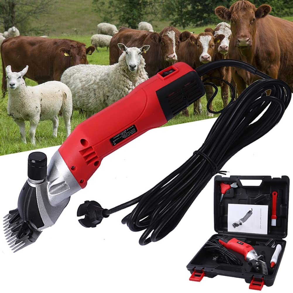 DYK&NX 500W Electric Sheep Shearing Clippers - 6 Speed Adjustable 2400RPM Professional Livestock Grooming Tool with Blade Tightness Control for Sheep, Goats, Cattle & Farm Animals (13 Tooth Machete Blade) - Perfect for Farm Shearing, Wool Harvesting & Pet Grooming