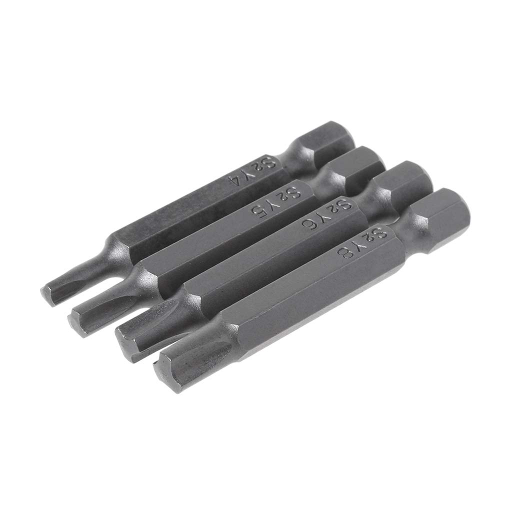 Magnetic Y Shaped Screwdriver Bits Set (4pcs) - Y4 Y5 Y6 Y8 Triangle Head Hex Shank for Bicycle Repair & Maintenance | Durable Tool Kit for Bike Tune-Ups, Home DIY Projects & Professional Mechanics