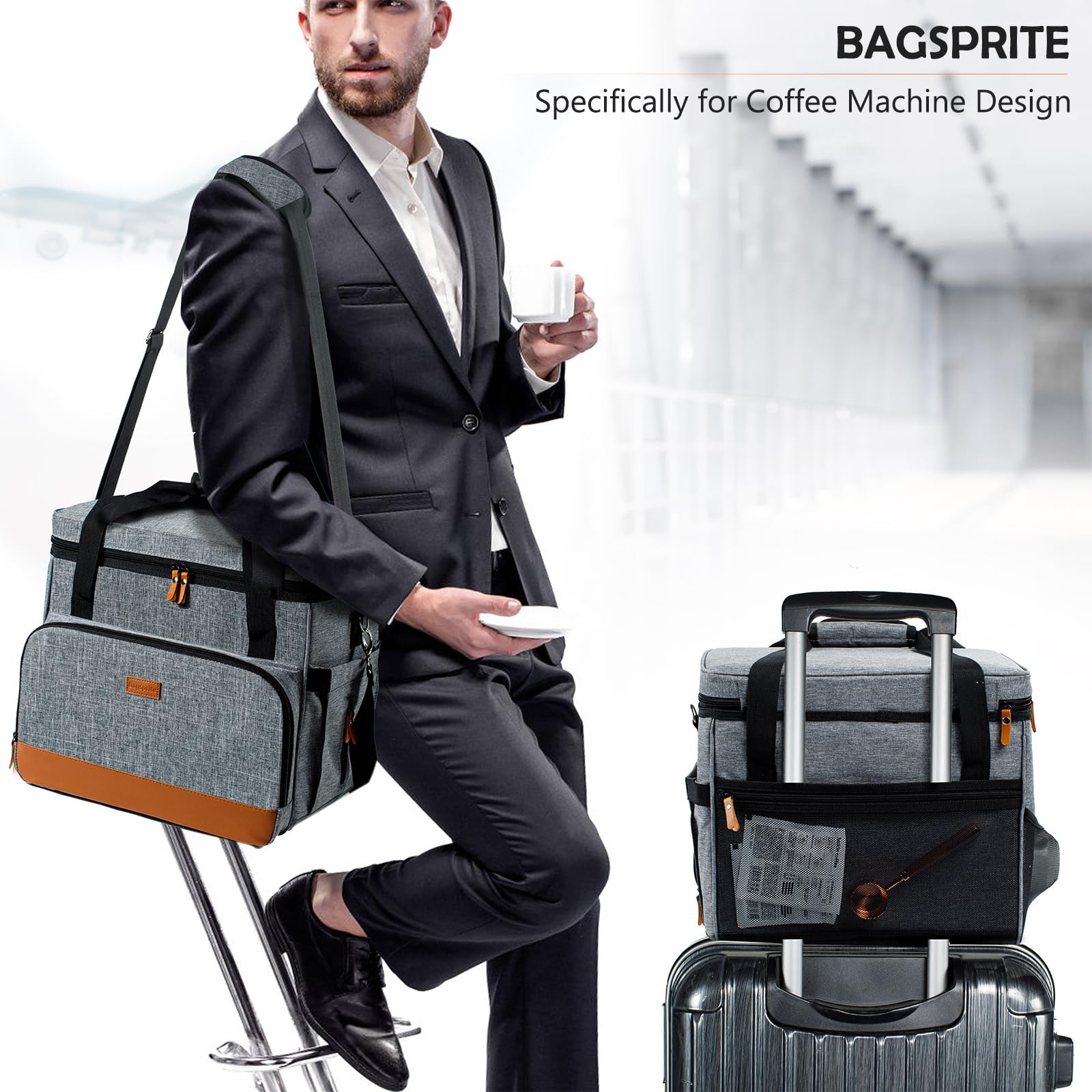 **BAGSPRITE Keurig Classic Single Serve Coffee Maker Travel Bag - Portable Carrying Case with Pockets for K-Cup Pods - Perfect for Travel, Camping & Office Use**