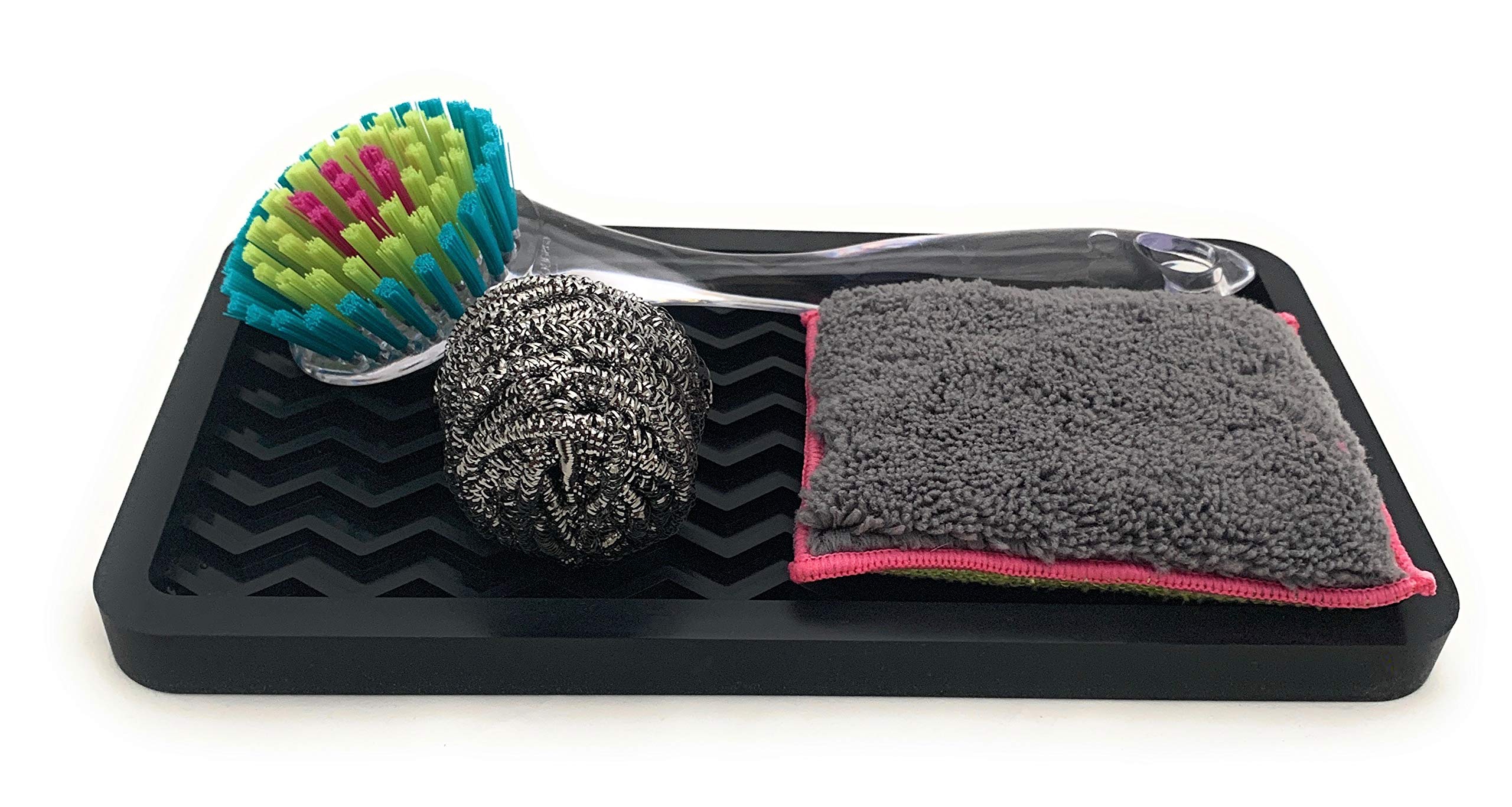Happitasa Silicone Kitchen Sink Organizer Tray - Sponge Holder & Countertop Protector | Bathroom & Kitchen Soap Dish Dispenser (10