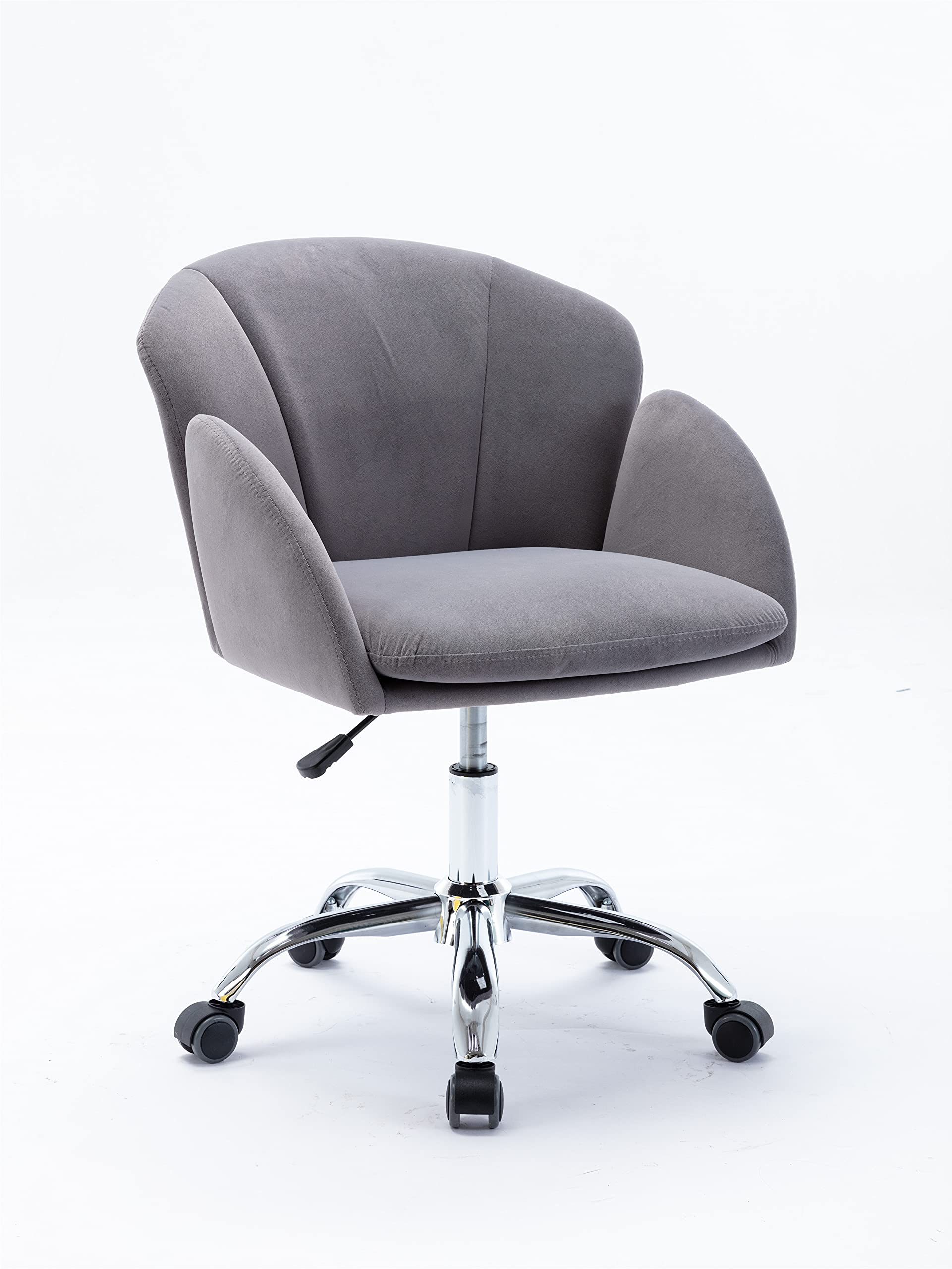 Velvet Office Desk Chair - 360° Swivel Adjustable Height Tufted Upholstered Armchair with Padded Seat | Ergonomic Comfort for Home Office, Study, Bedroom & Living Room | Modern Accent Chair for Work, Gaming & Relaxation (Gray)