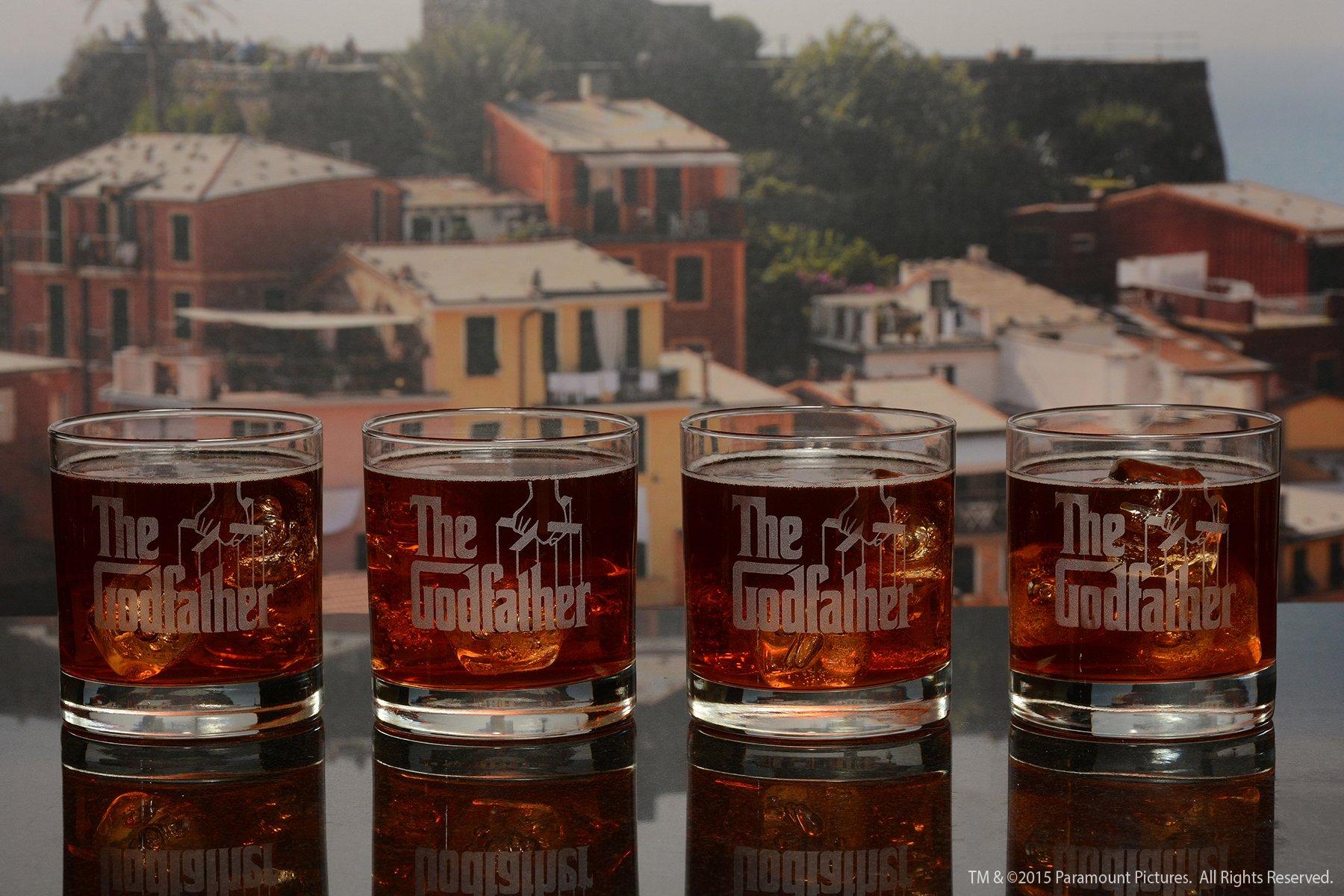 Official Godfather Etched Whiskey Glass Set with Logo & 4 Unique Quotes - 11oz Premium Handcrafted Rocks Glasses for Bourbon, Scotch & Cocktails - Perfect Gift for Movie Fans & Whiskey Lovers