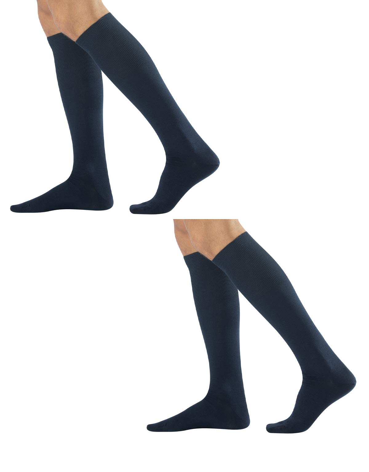 CALZITALY 2-Pack Men's Premium Cotton Knee-High Socks | Size 7.5-9.5 & 10-12 | Italian-Made Luxury Socks for Business, Dress Shoes & Winter Warmth