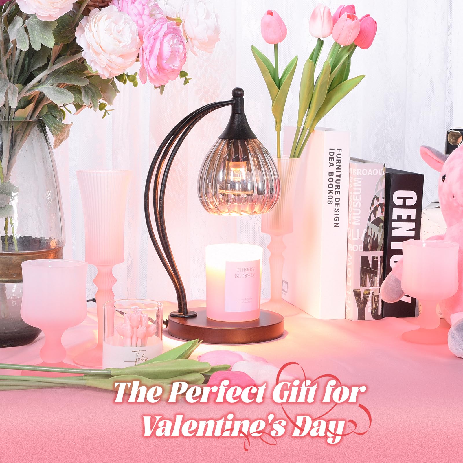 Electric Candle Warmer Lamp with Timer & Dimmer - Jar Candle Melter with 2 Bulbs - Scented Wax Warmer for Home Decor, Romantic Gifts (Silver/Gray/Black) - Perfect for Bedroom Ambiance, Spa Relaxation & Valentine's Day Presents