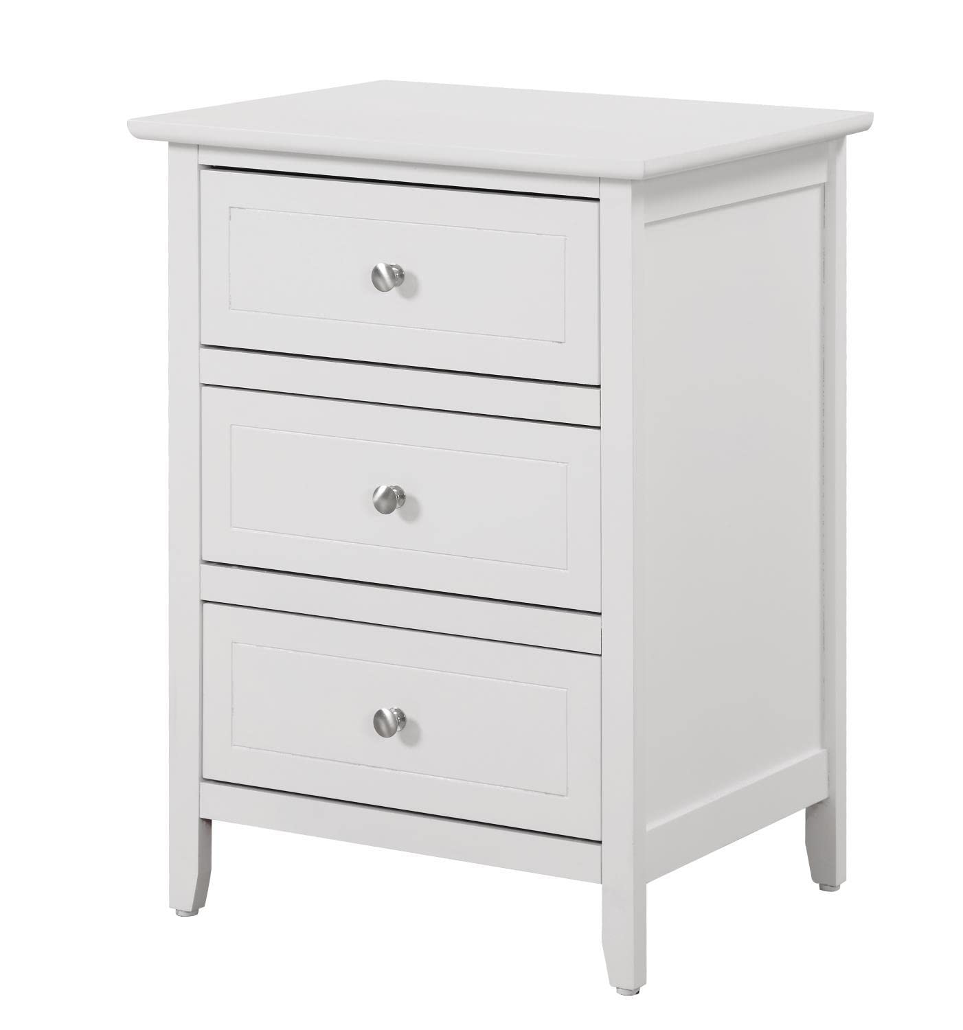 Modern White 3-Drawer Nightstand - 25