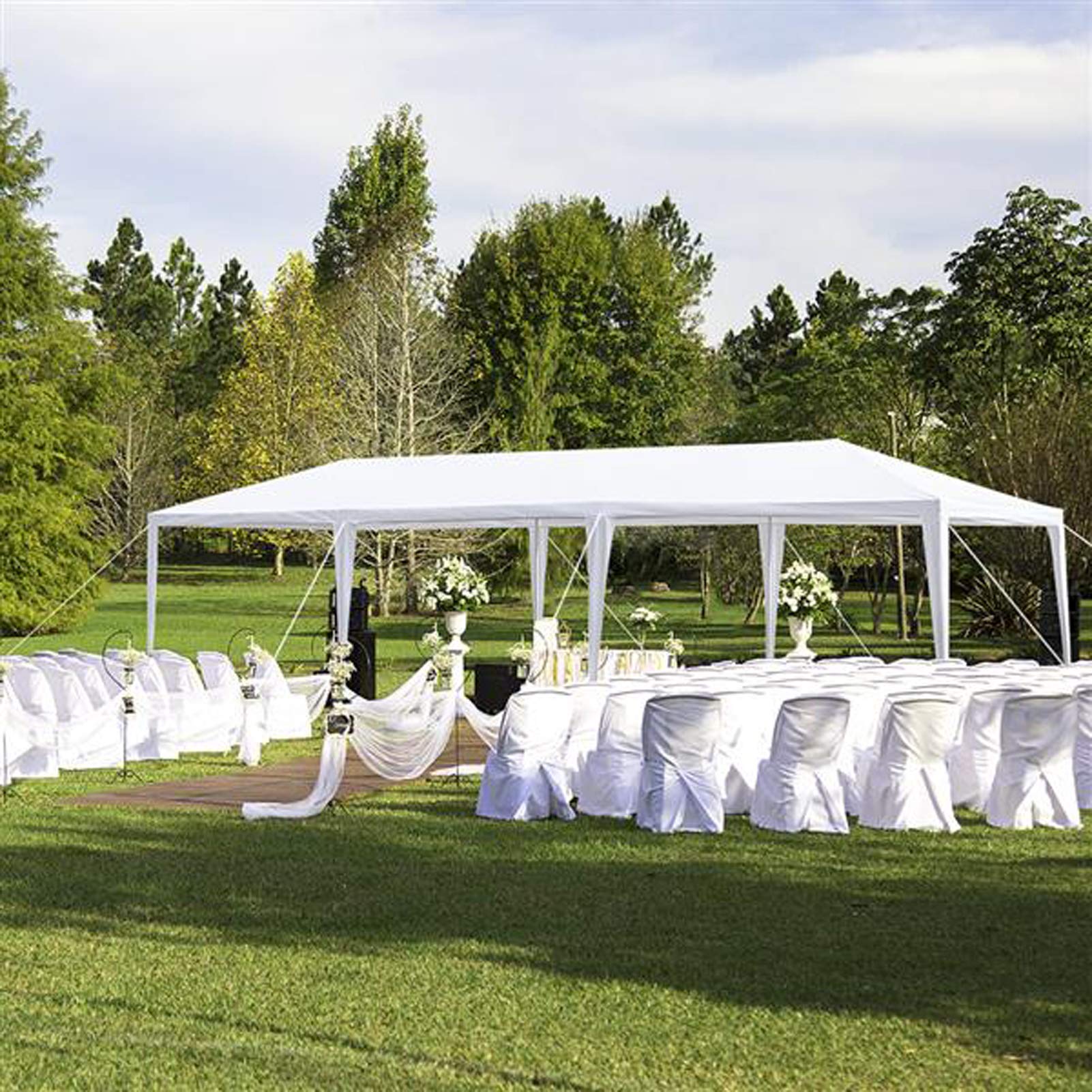 10'x30' Heavy Duty Waterproof Party Tent - 8 Removable Sidewalls & 2 Doorways - Outdoor Wedding Canopy, Camping Gazebo, Beach Sun Shelter, Portable Carport for Events, Picnics, and Backyard Gatherings