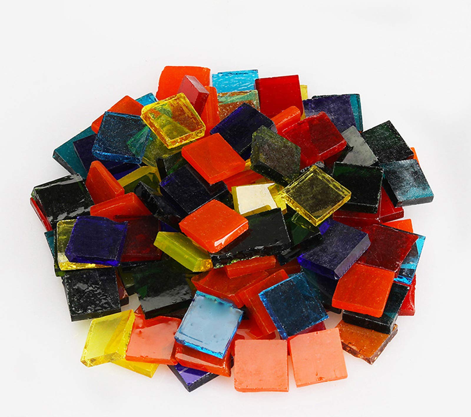 270-Piece Colored Mica Glass Mosaic Tile Kit (1x1cm Square, Transparent Mix) - 200g Pack for DIY Home Decor, Crafts, Picture Frames & Flowerpots - Perfect for Kitchen Backsplash, Bathroom Wall Art & Tabletop Decorations