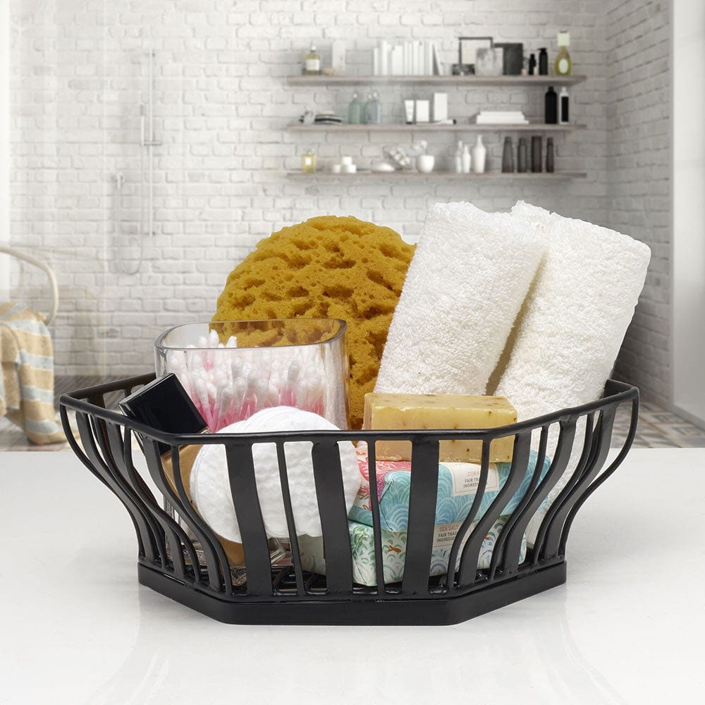 Hexagon Fruit Basket - Natural Rattan Storage Bin for Fresh Produce, Kitchen Countertop & Dining Table Decor - Perfect for Organizing Fruits, Vegetables, and Home Decor