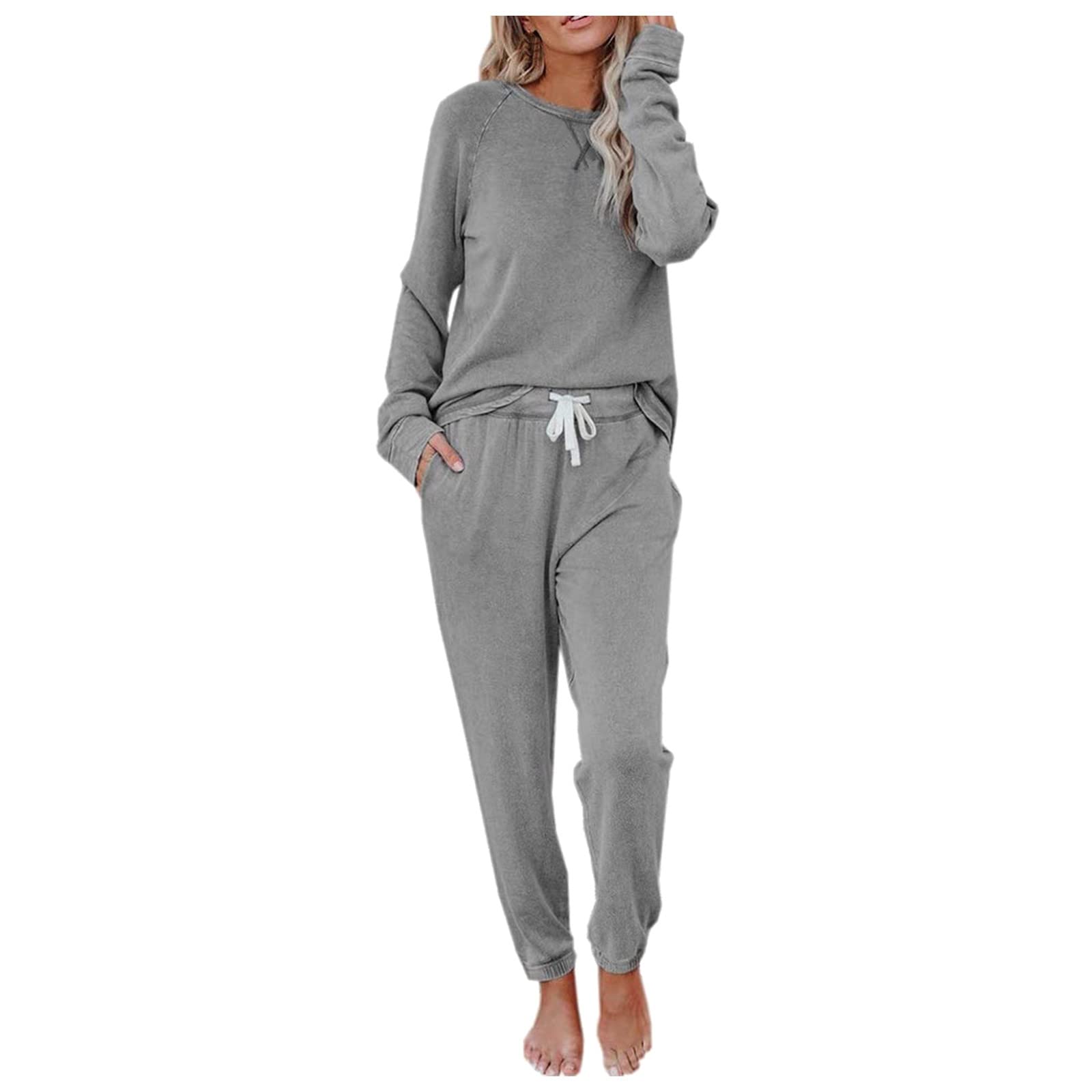 Women's Soft Long Sleeve Pajama Set - 2 Piece Comfy Sleepwear & Lounge Outfit for Nightwear, Home Relaxing, and Casual Sports Wear