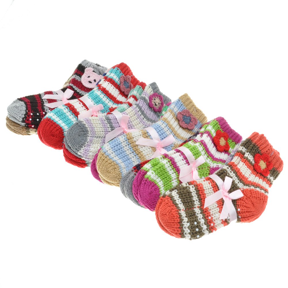 Angelina Winter Knitted Socks for Women - 12 Pack Assorted Colors - Warm Cozy Non-Slip Socks for Cold Weather, Indoor & Outdoor Activities, Christmas Gifts