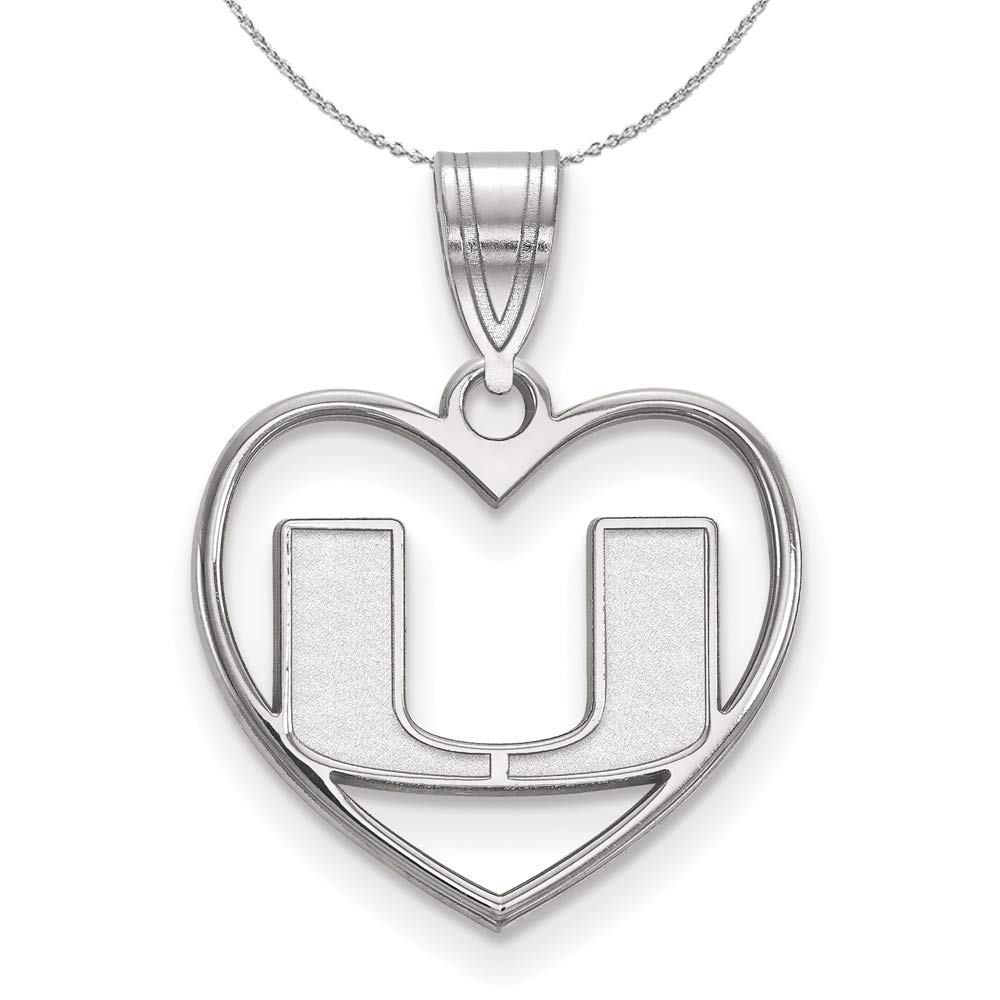 Sterling Silver Miami 'U' Heart Pendant Necklace for Gifts & Graduation