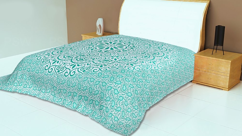 Indian Green Mandala Tapestry - Queen Size Cotton Printed Bohemian Wall Hanging for Bedroom Decor, Yoga Room Divider, Festival Throw Blanket & Boho Chic Home Decoration